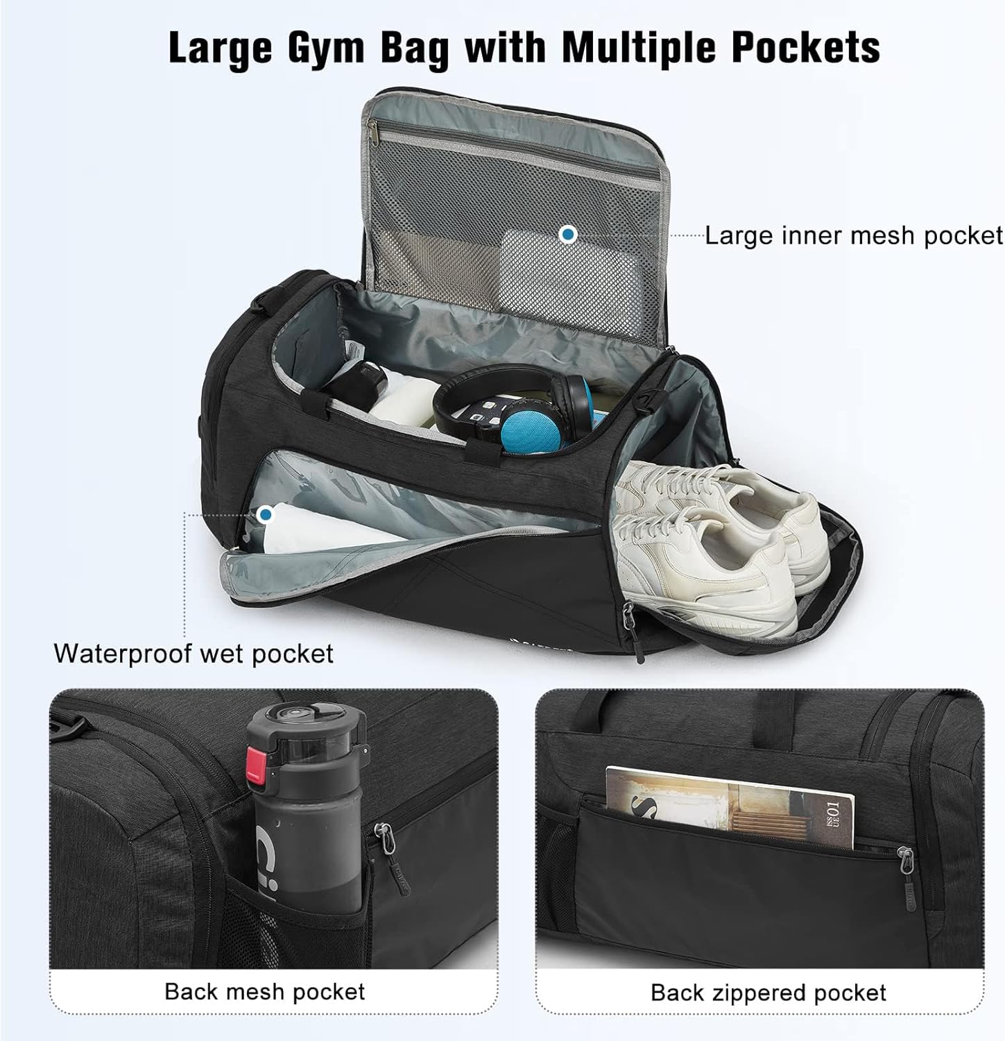 G4Free 45L/60L 3-Way Duffle Backpack Gym Bag with Wet Pocket & Shoes Compartment Sports Travel