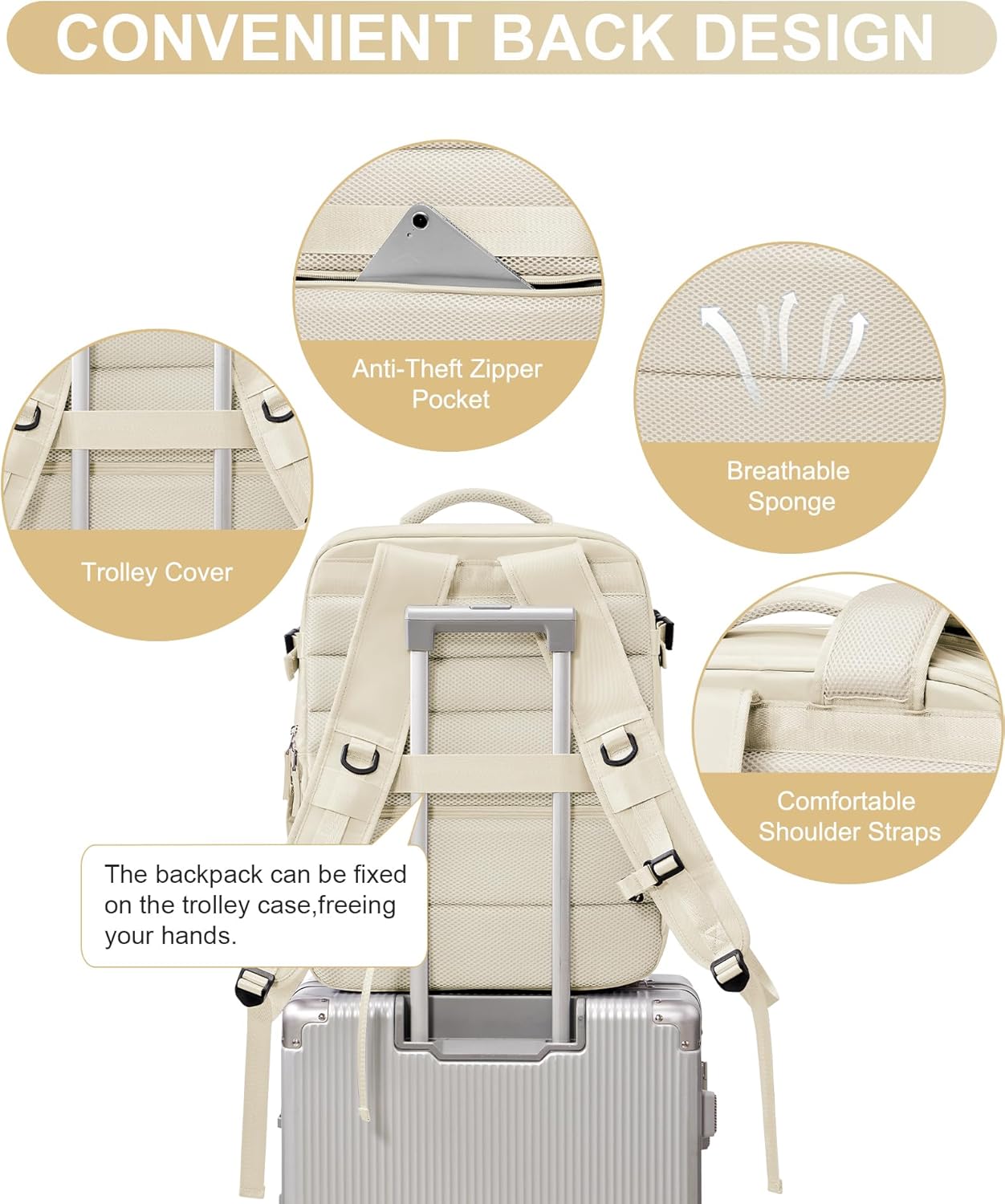 WONHOX Large Travel Backpack Carry on Flight Approved Laptop Work Business Backpack for Women Men Mochila de Viaje