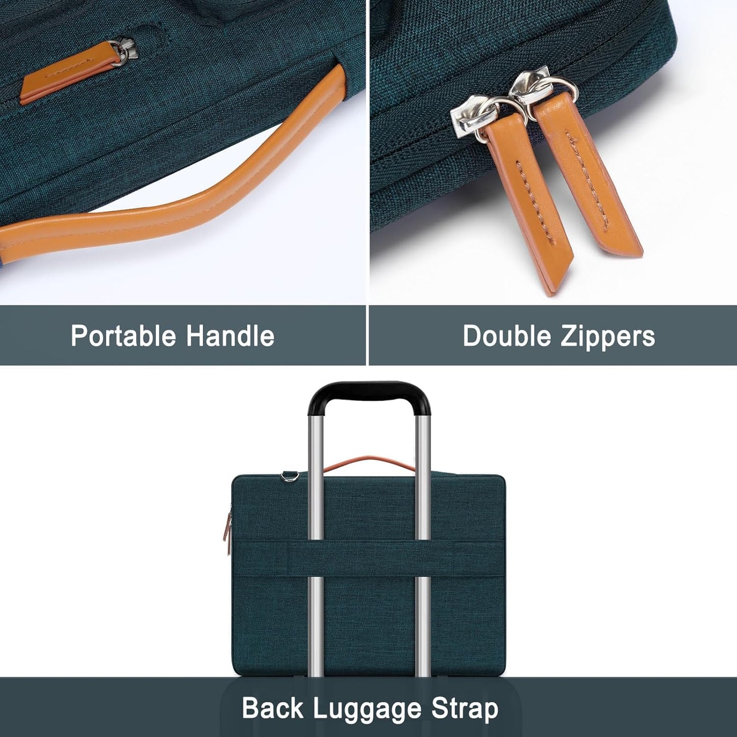 MOSISO 360 Protective Laptop Shoulder Bag,13-13.3 inch Computer Bag Compatible with MacBook, HP, Dell, Lenovo, Asus Notebook,Side Open Messenger Bag with 4 Zipper Pockets&Handle, Teal Green