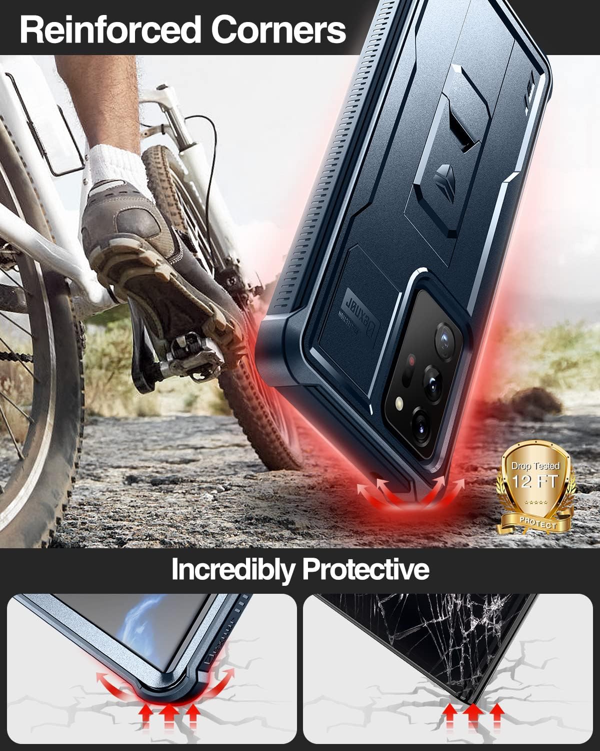 Dexnor for Samsung Galaxy Note 20 Ultra 5G Case, [Built in Screen Protector and Kickstand] Heavy Duty Military Grade Protection Shockproof Protective Cover for Samsung Galaxy Note 20 Ultra (Navy Blue)