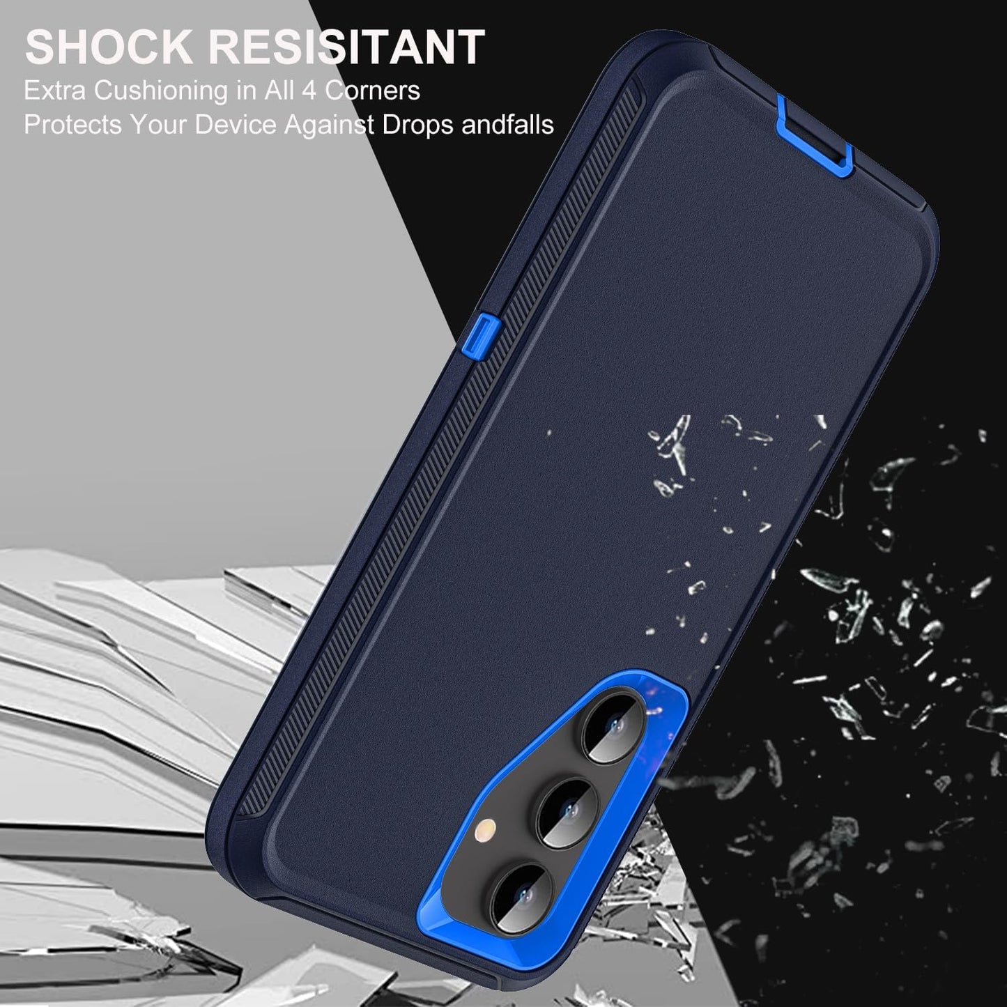 for Samsung Galaxy S25 Plus Case, Military Grade 3 in 1 Heavy Duty Shockproof/Drop Proof/Dust Proof Case with 2Pcs Tempered Glass Screen Protector & 1PcsCamera Lens Protector (Navy Blue)