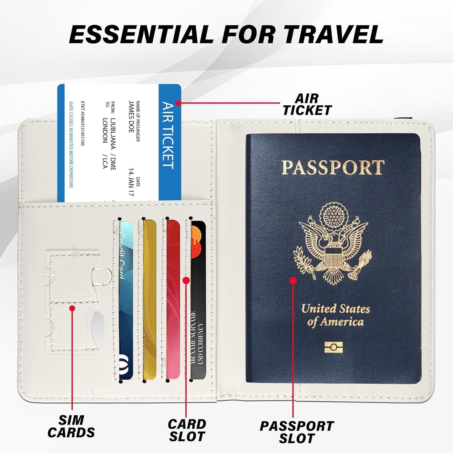 Cute Passport Holder and Holder Combo Passport Cover with Compatible Wallet Credit Card Protector RFID Blocking Women Men (Black)
