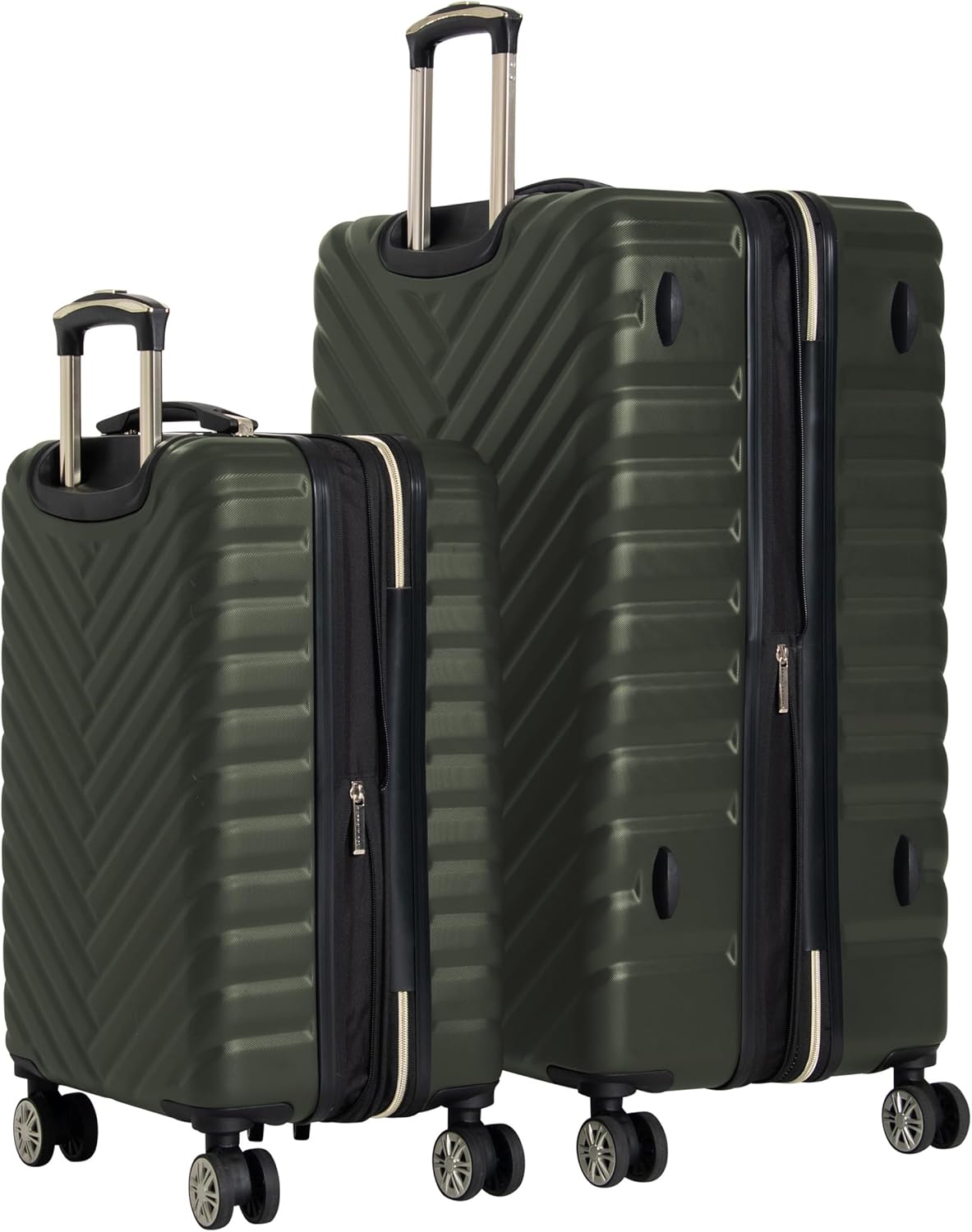 Kenneth Cole REACTION Women's Madison Square Hardside Chevron Expandable Luggage, Olive, 2-Piece Set (20" & 28")
