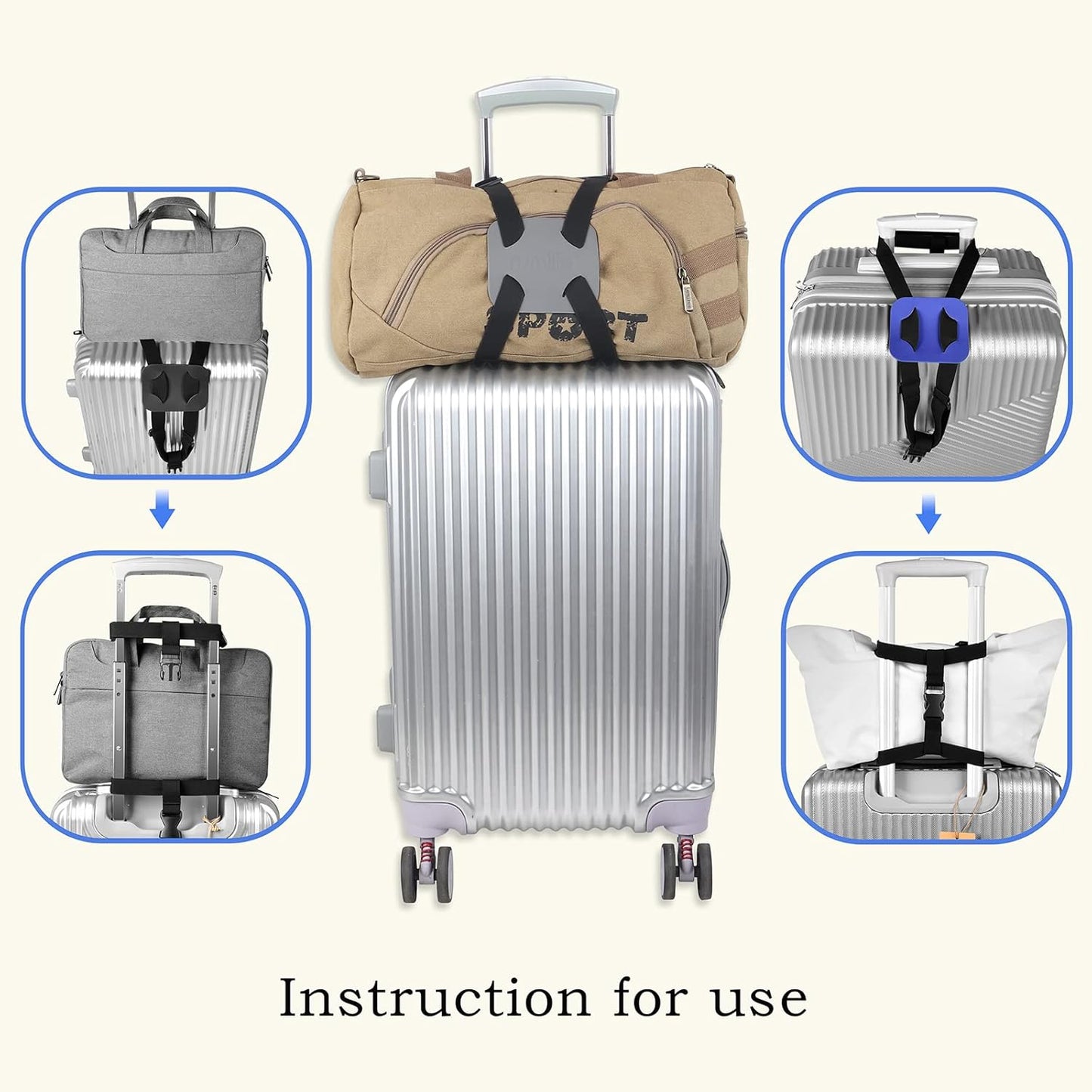 Luggage Straps for suitcases，Luggage Straps Bag Bungees for Add a Bag Easy to Travel （Grey）