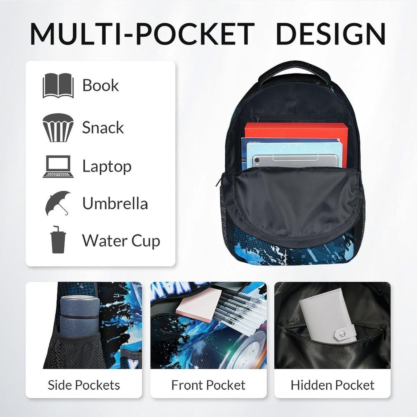 COZYAURA Personalized Backpack - Ice Hockey Backpacks Set for Boys Girls - Kids Bookbag for Elementary Middle School - Cool Field Hockey Theme School Bags with Lunch Bag & Pencil Case