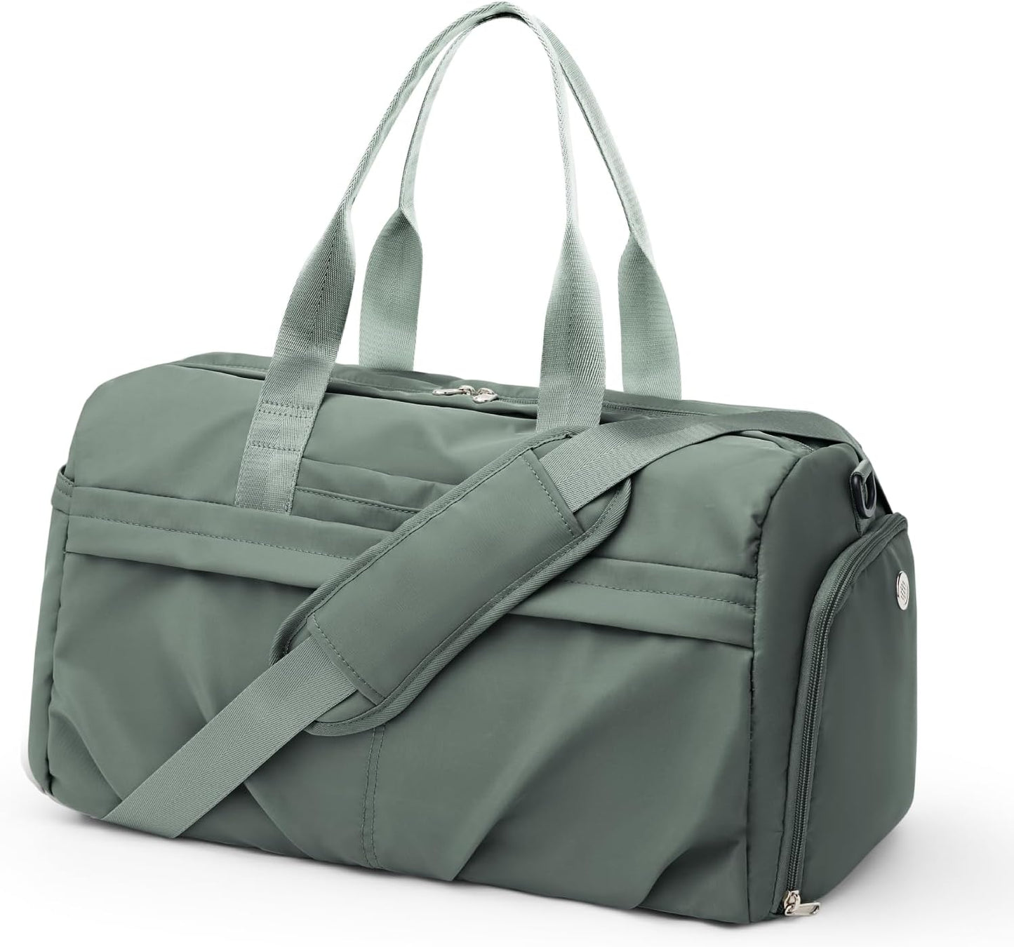 Gym Bag for Women Men with Shoe Compartment, Sport Duffel Bag, Waterproof Travel Weekender Overnight Carry on Bag for Yoga with Trolley Sleeve, Green