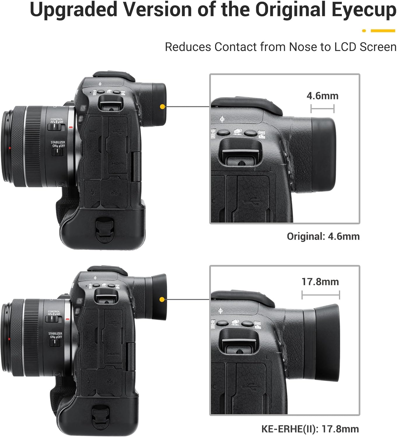 EOS R3 Eyecup Eyepiece, Soft Silicon Extended Camera Eye Cup Viewfinder, Replaces Canon ER-h/ER-hE Eyecup Eyepiece for Canon EOS R3 Mirrorless Camera (More Fitting Eye Control Autofocus Function