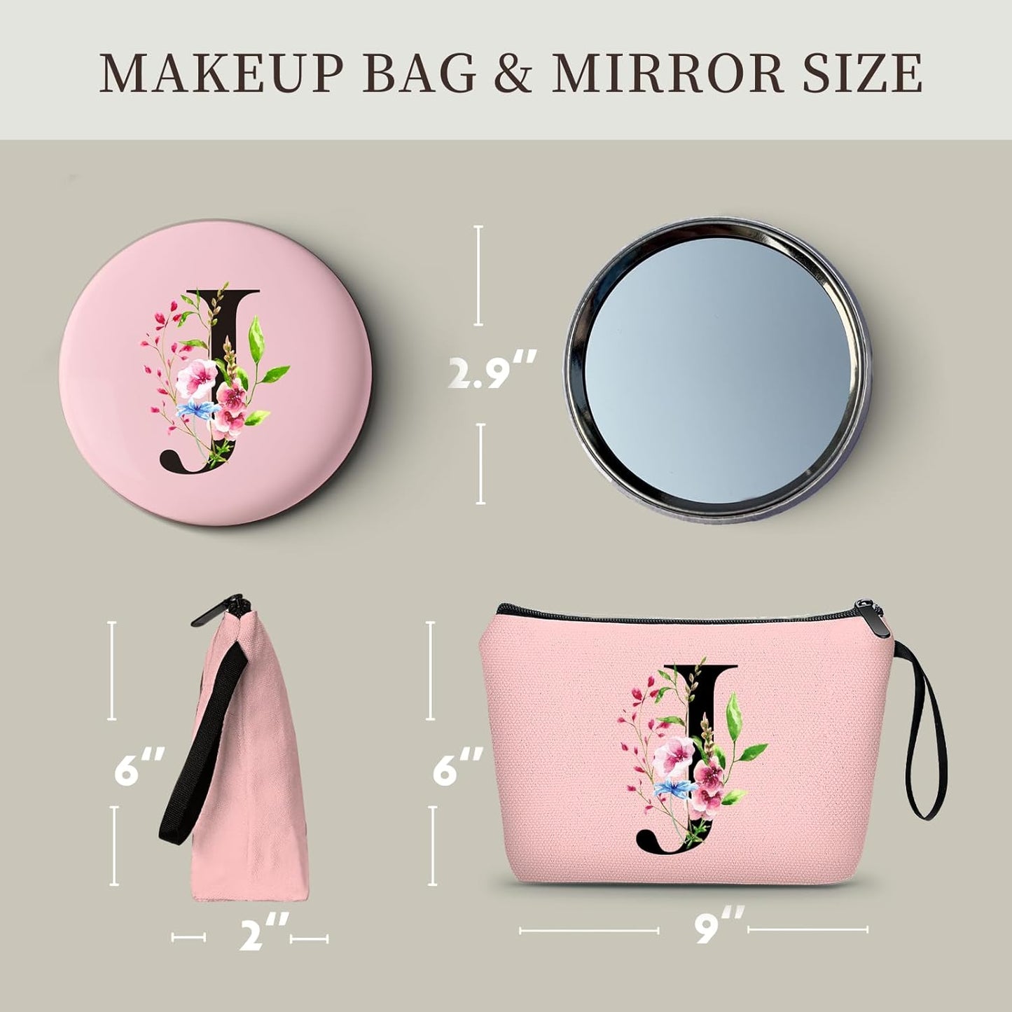 Birthday Inspirational Bridesmaid Proposal Team Small Gifts for Women Mom Aunt Teacher Sister Coworkers Makeup Cosmetic Bag Travel with Mirror Mothers Day Christmas Graduation J