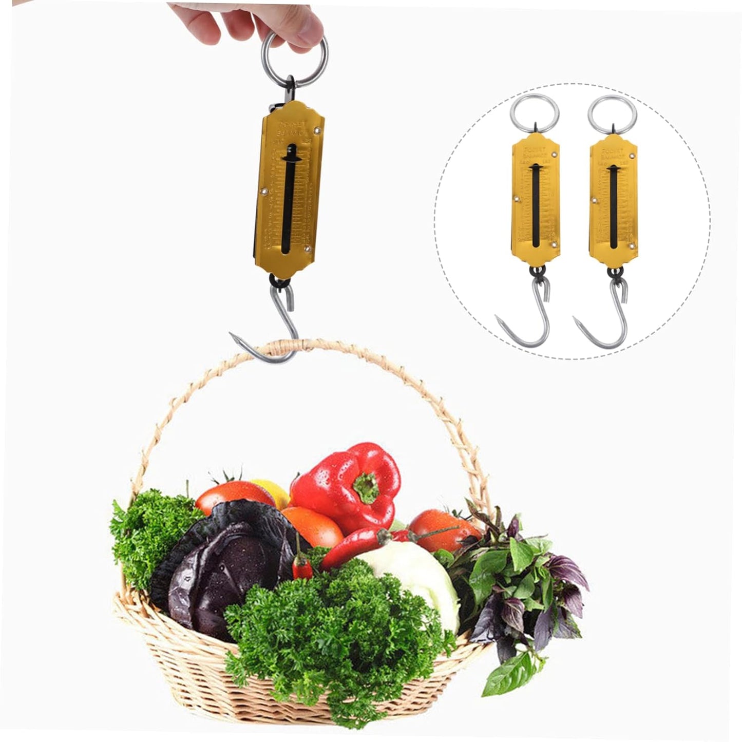 Mikikit 2pcs Hanging Scales Digital Weight Scale Luggage Weight Spring Hook Capacity Portable