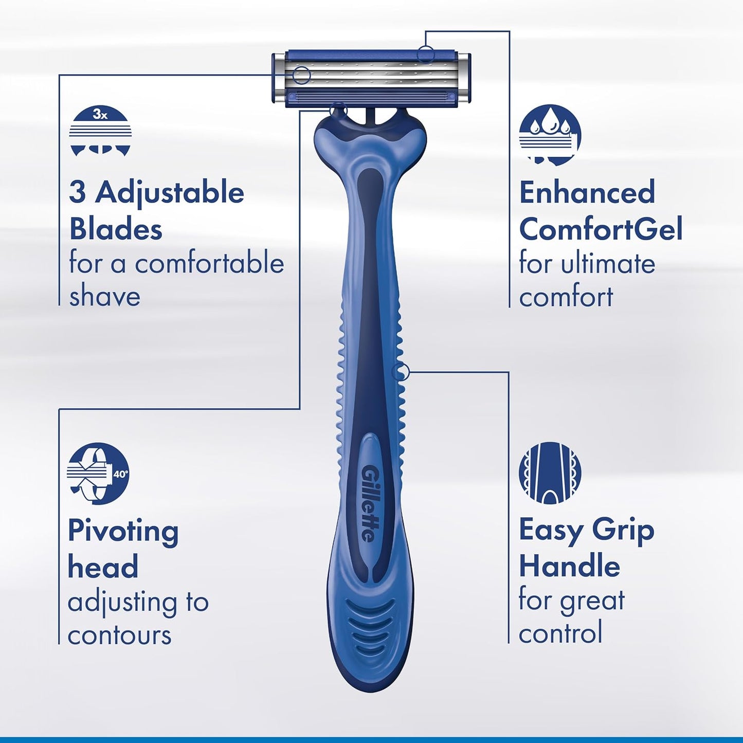 Gillette Sensor3 Comfort Disposable Razors for Men, 8 Count, Lubrastrip Glides Easily Over Your Skin (Pack of 2)