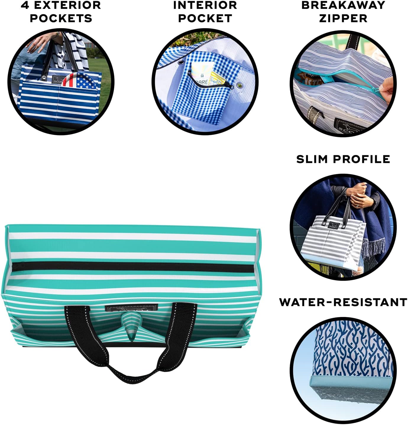 SCOUT Uptown Pocket Tote - Medium Multi-Use Tote Bag for Women, Nurses, Teachers, and Moms, 5 Pockets, Breakaway Zipper