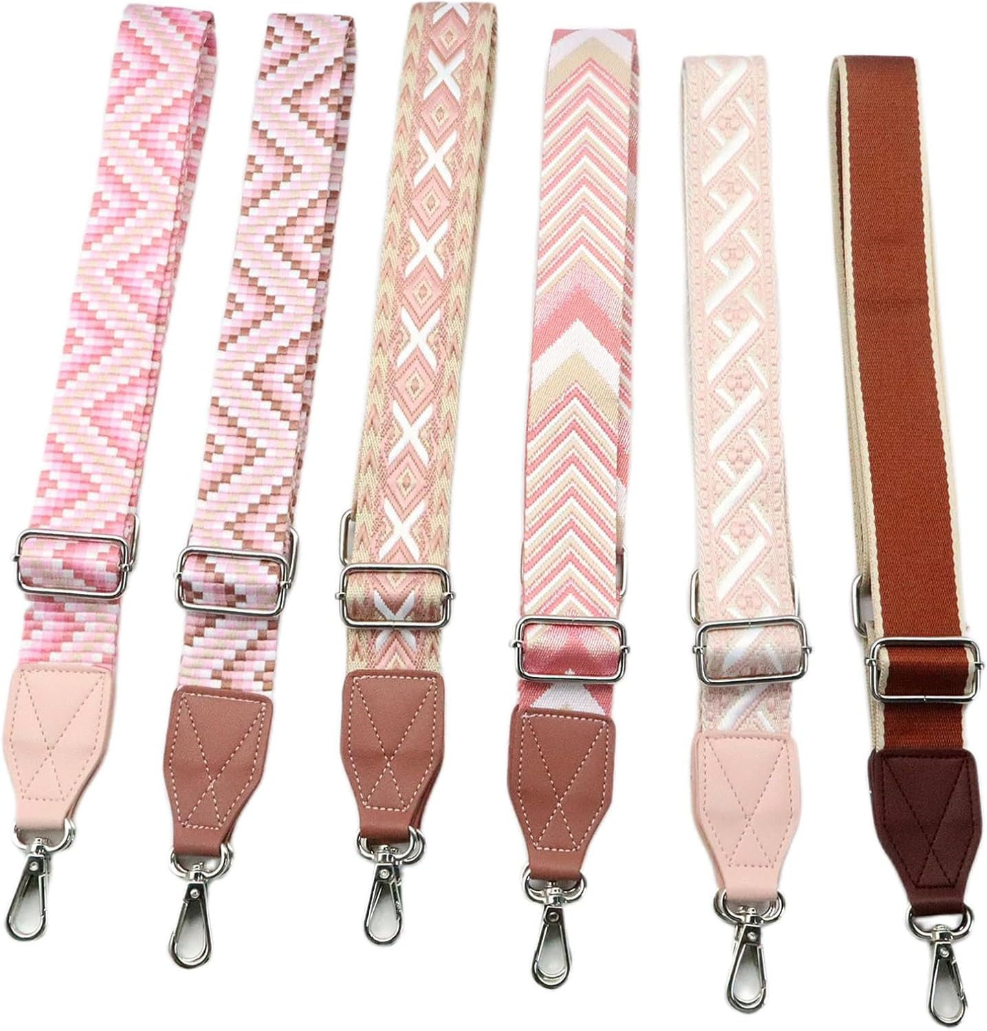 Adjustable Rose Purse Strap with Brown Leather End - 1.5" Wide Handbags, Camera, Guitar, Phone &