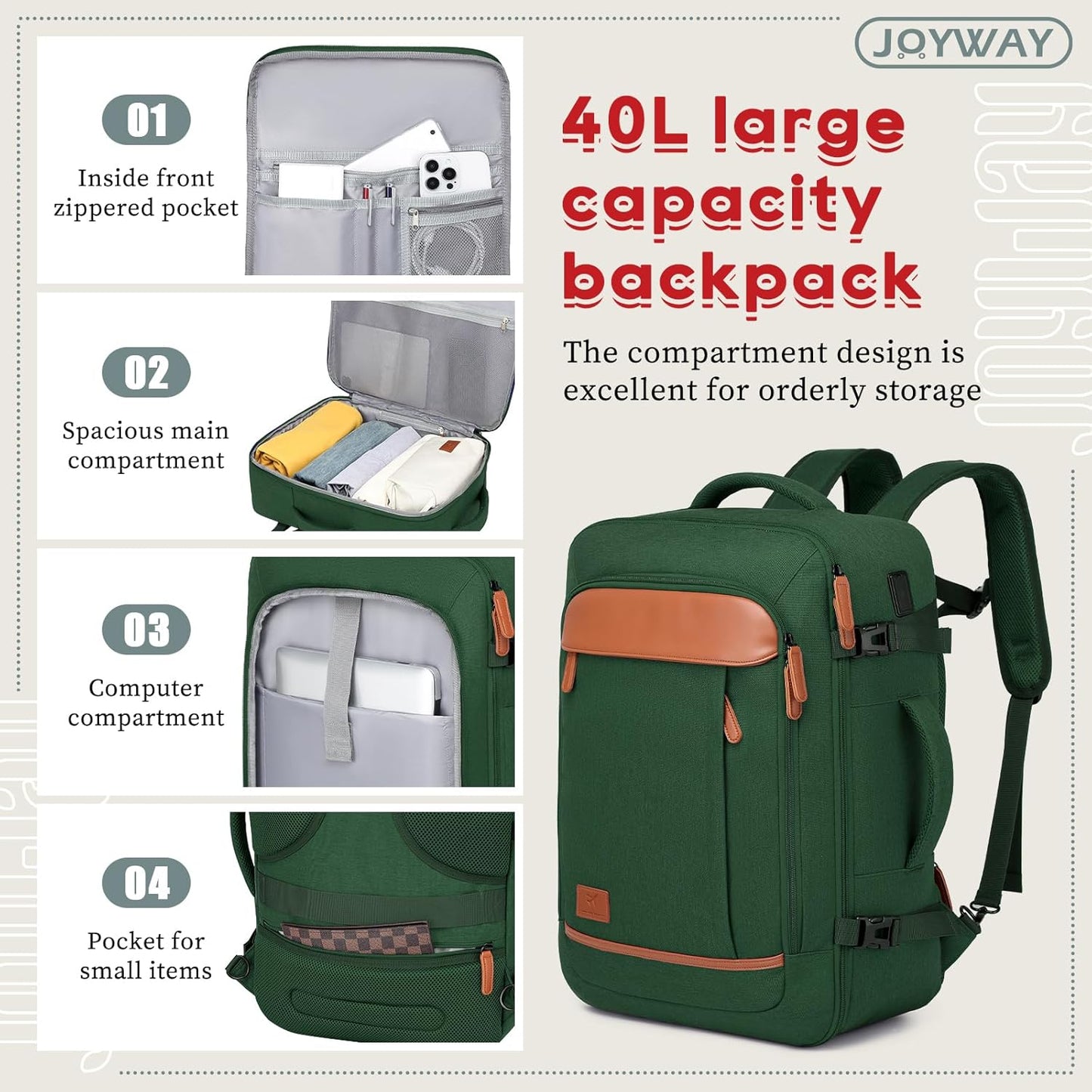 Joyway Expandable Luggage Sets 5 Piece, Lightweight Hard Shell Travel Suitcase Set with Spinner