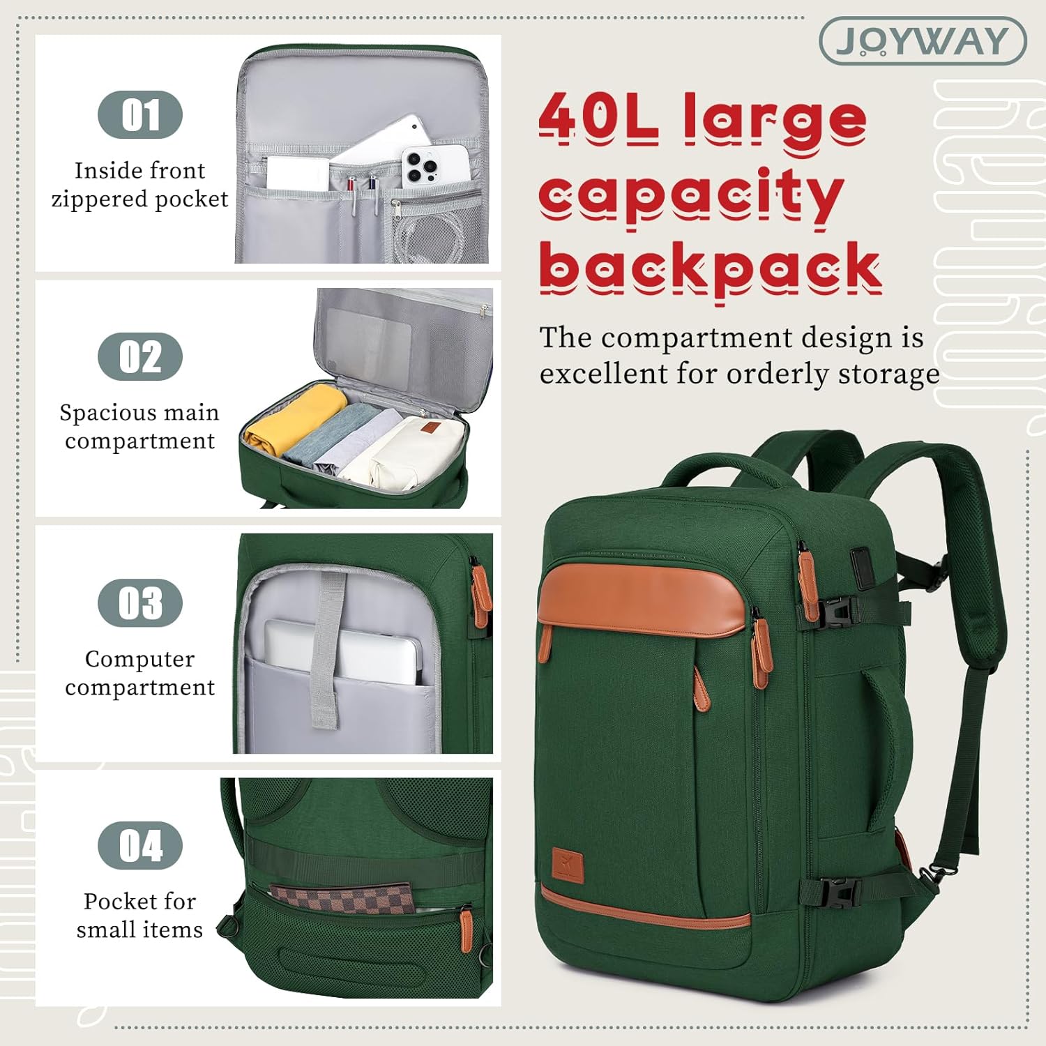 Joyway Expandable Luggage Sets 5 Piece, Lightweight Hard Shell Travel Suitcase Set with Spinner