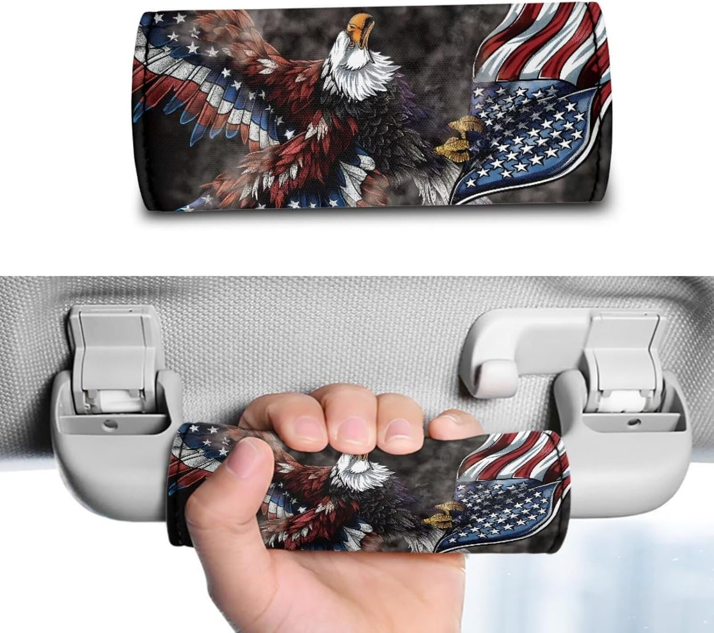 4th of July Flag Luggage Handle Wrap Grip for Suitcase,2 Pack Eagle Luggage Grip Wraps Suitcase Identifiers Comfortable Trolley Case Grip Cover