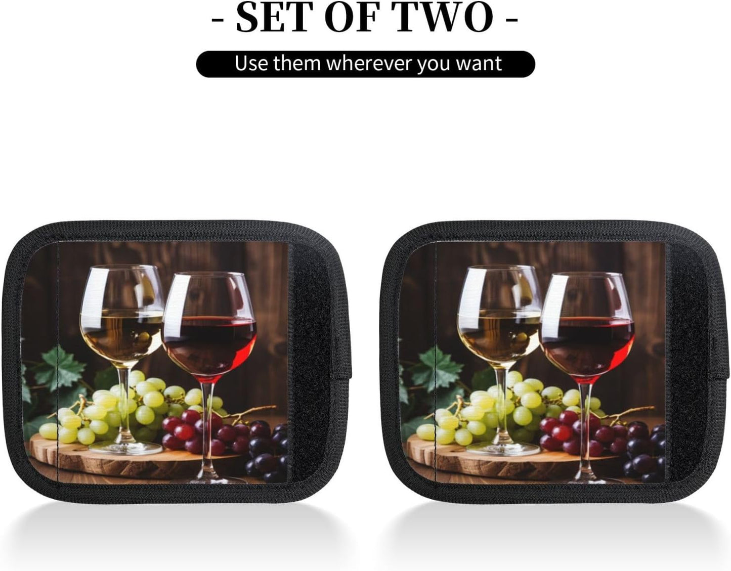 Luggage Handle Wraps Wine Glasses Grapes Luggage Identifiers Soft Neoprene Luggage Handle Wraps For Suitcase Trolley Handle Grip Cover 2 Pack Luggage Tags