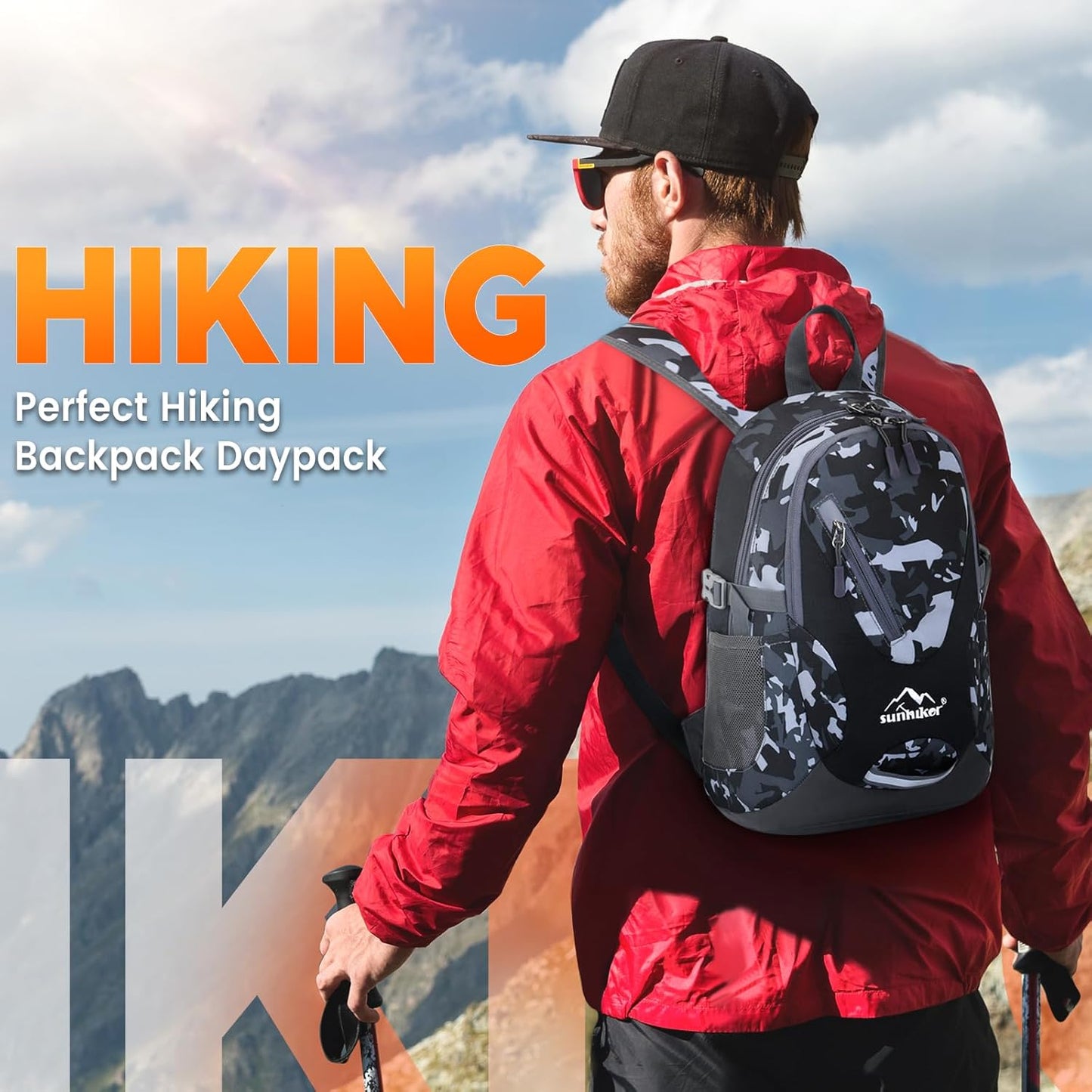 sunhiker Small Hiking Backpack Women Men 20L Lightweight Travel Backpack Daypack Casual Backpack For Cycling Outdoor Camping