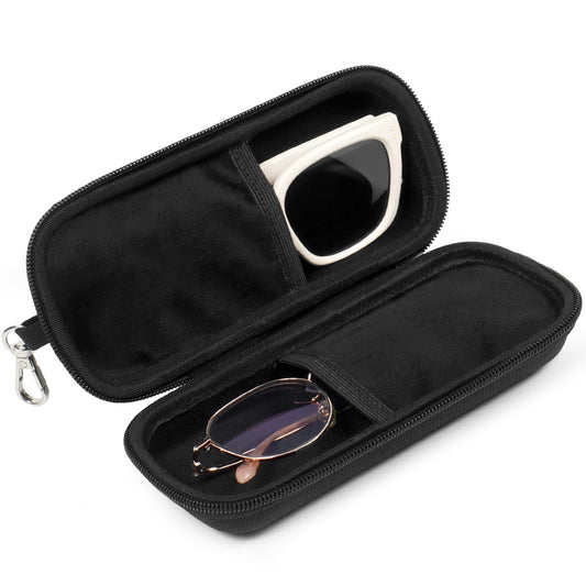 Tangoner Double Eyeglasses Case Hard Shell Dual Sunglasses Organizer with Zipper Closure Travel