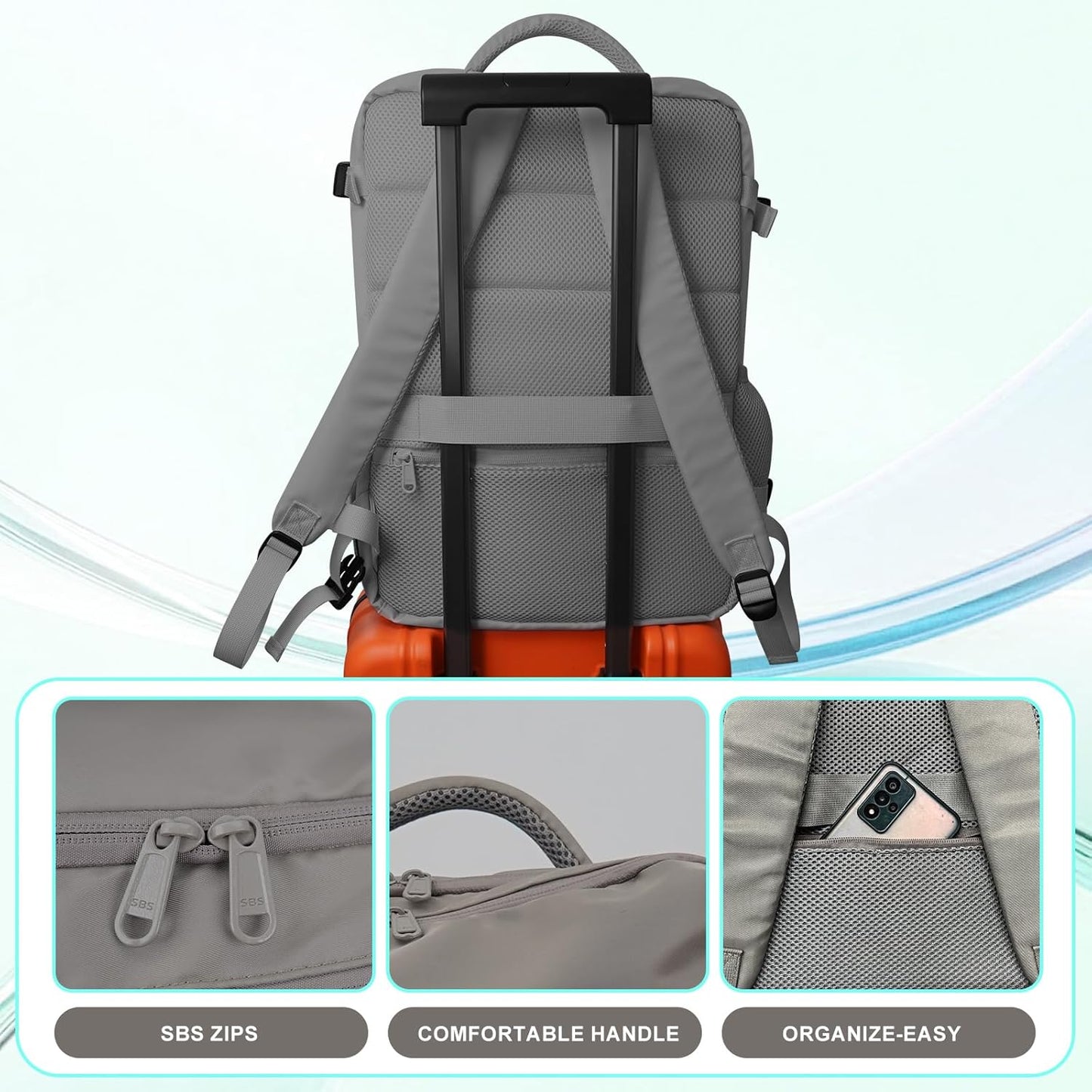 Travel Backpack for Women & Men, Waterproof Carry On Backpack Airline Approved Laptop Backpack Fits 15.6 Inch Laptop, Business Computer Bookbag for Work, College, Travel (Dark Gray, Large)