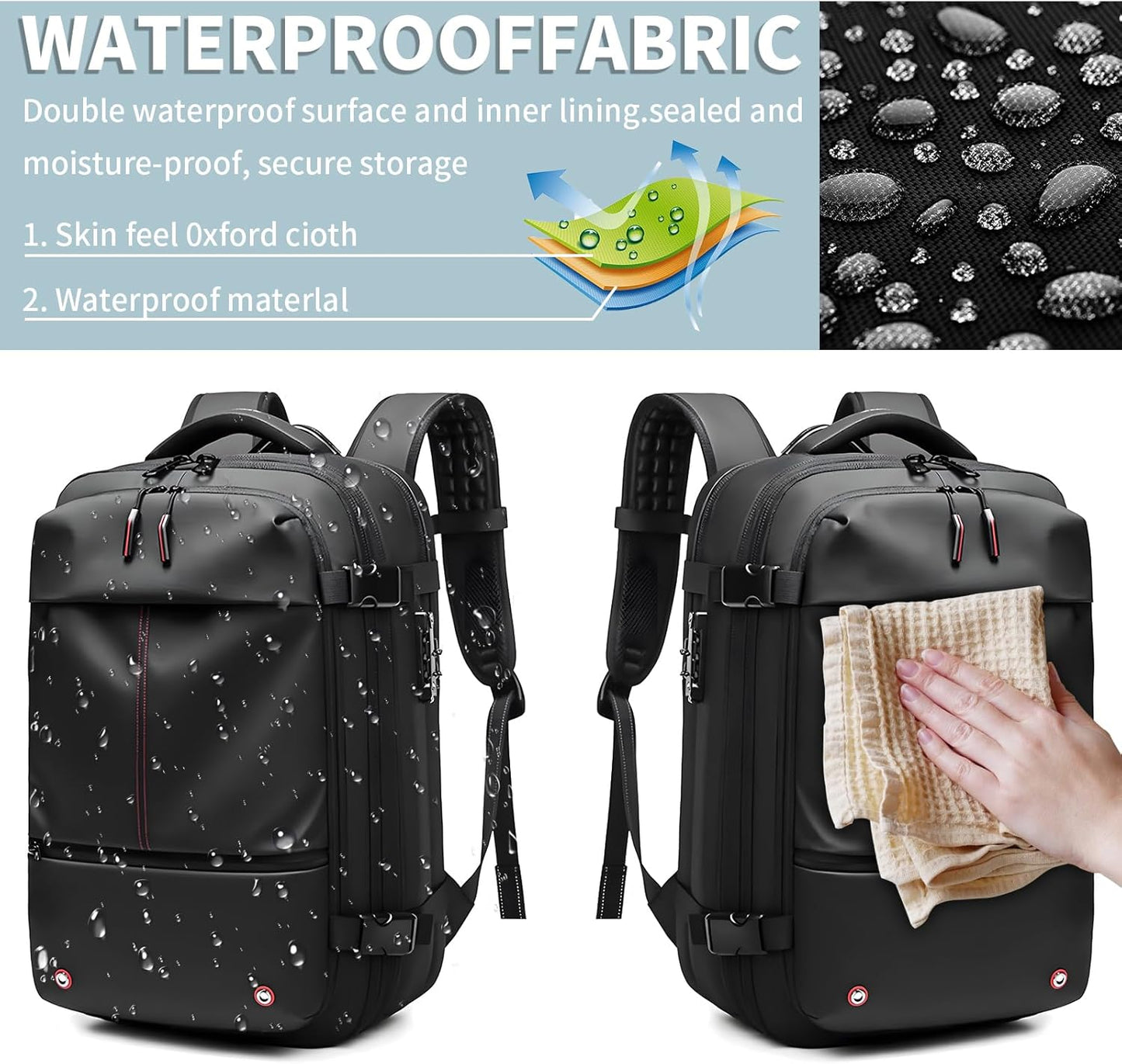 Vacpack Backpack, Air Backpack With Pump, 60L Expandable Backpack with Vacuum Compression, Anti Theft Vacpack Travel Vacuum Backpack (black)