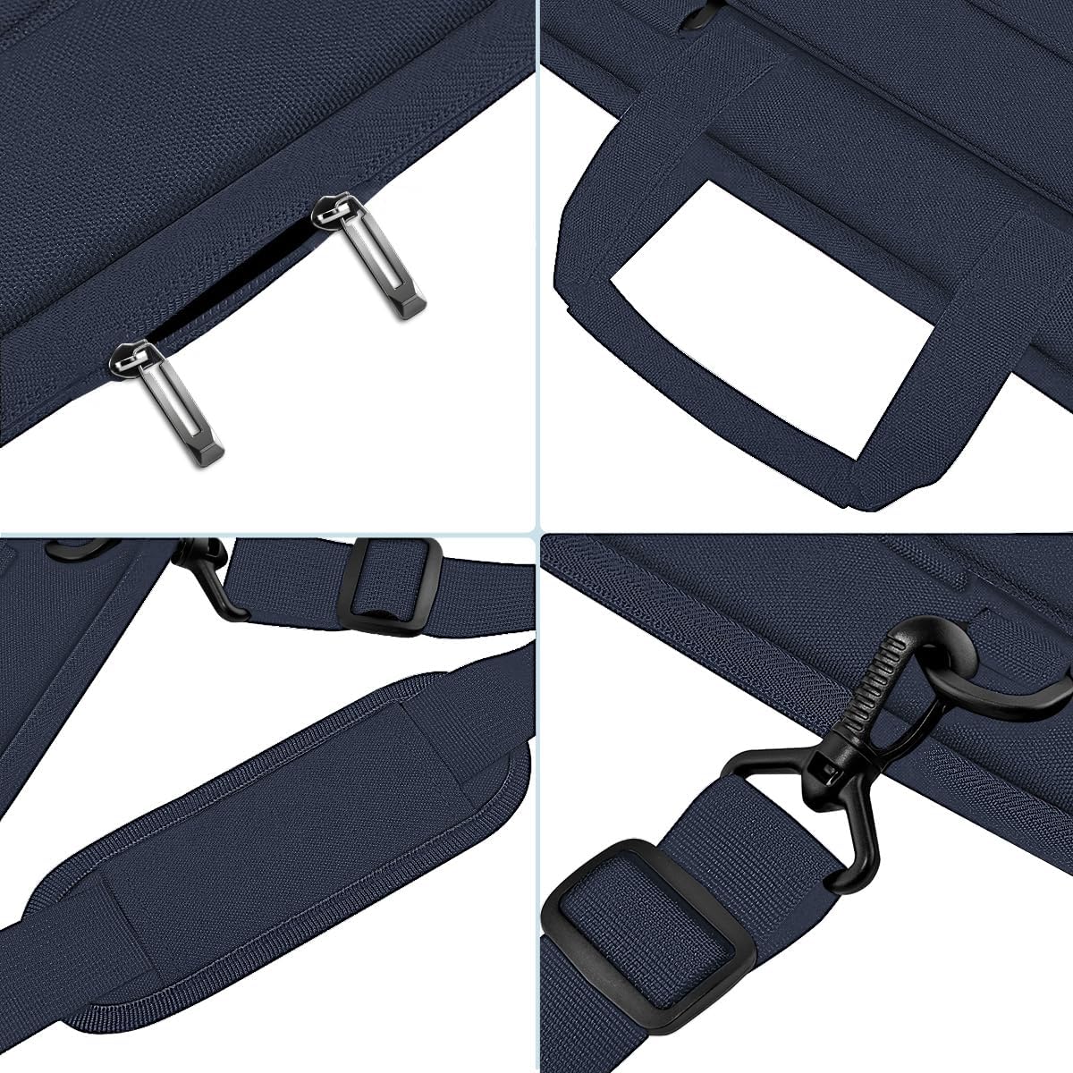 Hseok Laptop Shoulder Bag 15.6-16 inch Case, Durable Shockproof Protective Computer Carrying Briefcase with Multi-Pockets and Strap Compatible with Most 15 15.6 16 inch Notebooks,Dark blue