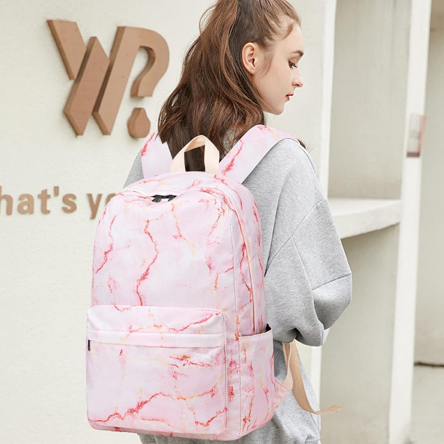 LEDAOU Backpack for Girls School Bag Kids Bookbag Teen Backpack Set Daypack with Lunch Bag and Pencil Case