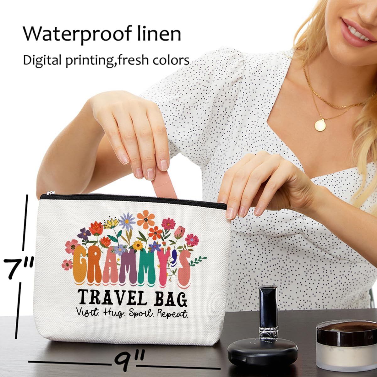 Grammy Gift Ideas Makeup Bag Grandma Gifts from Granddaughter Grandson Grandma Birthday Gifts Mothers Day Thank You Retirement Gifts for Women Mimi Grandma to Be Christmas Travel Accessories Bag