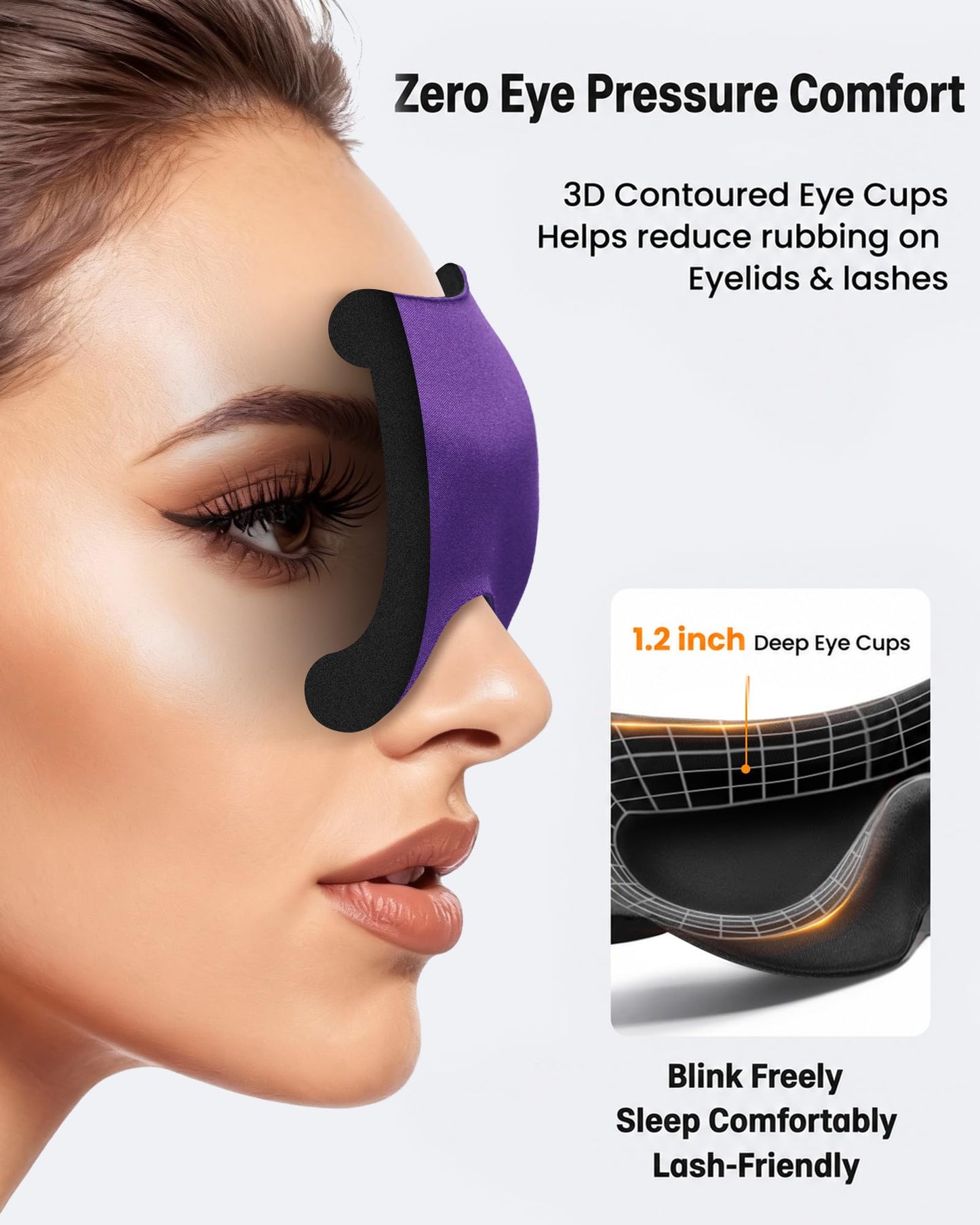 3 Pack Sleep Masks for Side Sleepers, True Blackout 3D Eye Mask for Sleeping, Zero Eye Pressure