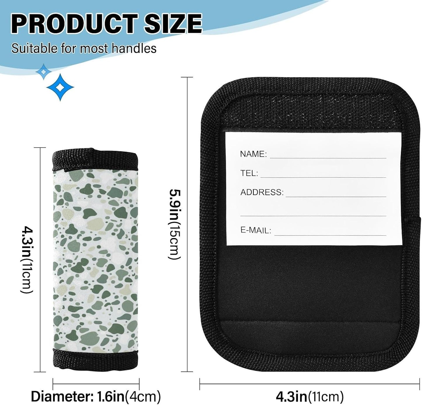 Terrazzo Green 2 Pack Luggage Handle Wraps Covers for Suitcase Identifiers Bag Tags Travel Accessories