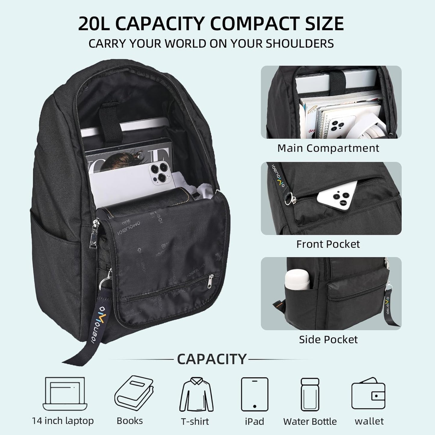 OMOUBOI Casual Daypacks Superbreak Backpack 14 inch Laptop Backpack for Women & Men Fits Tourism
