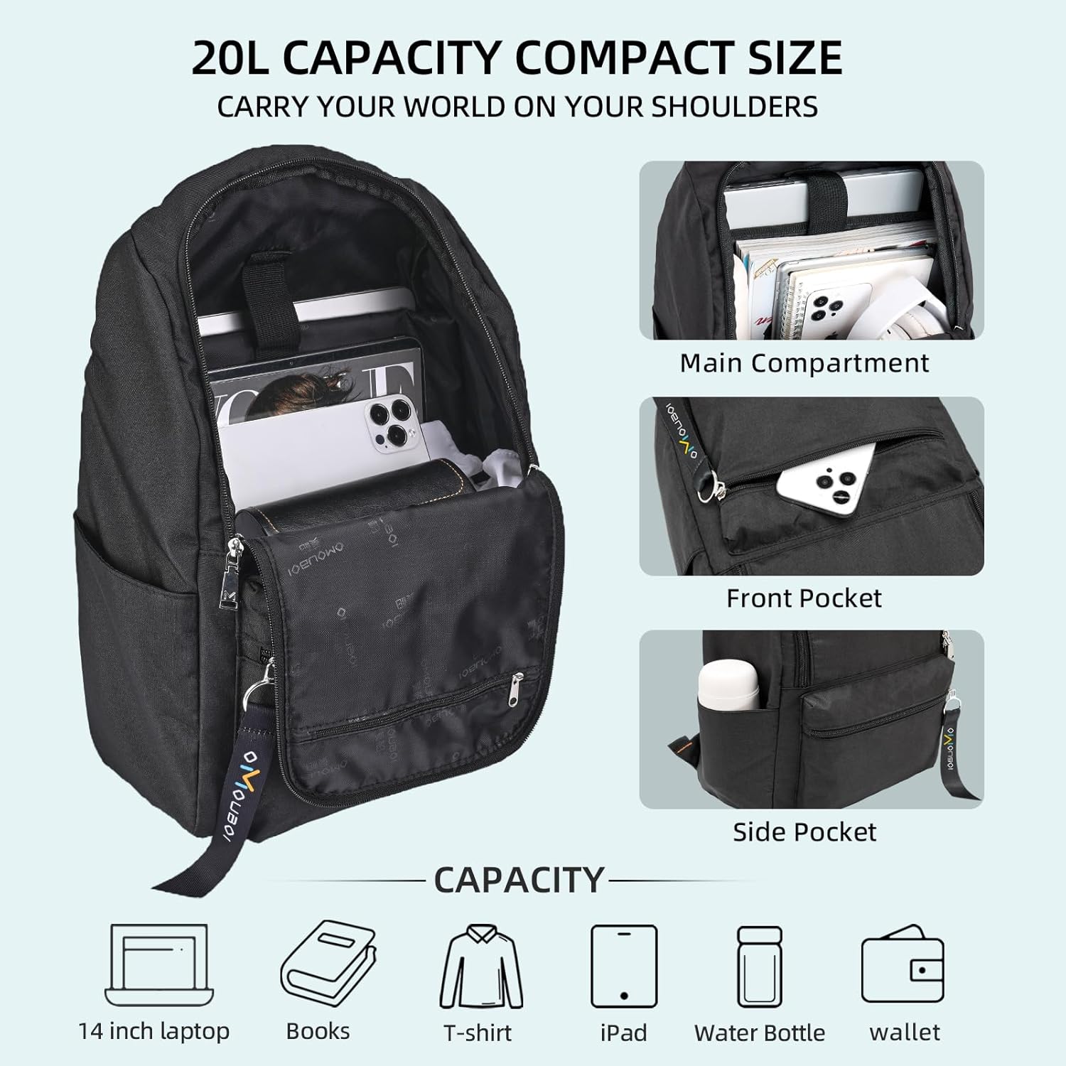 OMOUBOI Casual Daypacks Superbreak Backpack 14 inch Laptop Backpack for Women & Men Fits Tourism