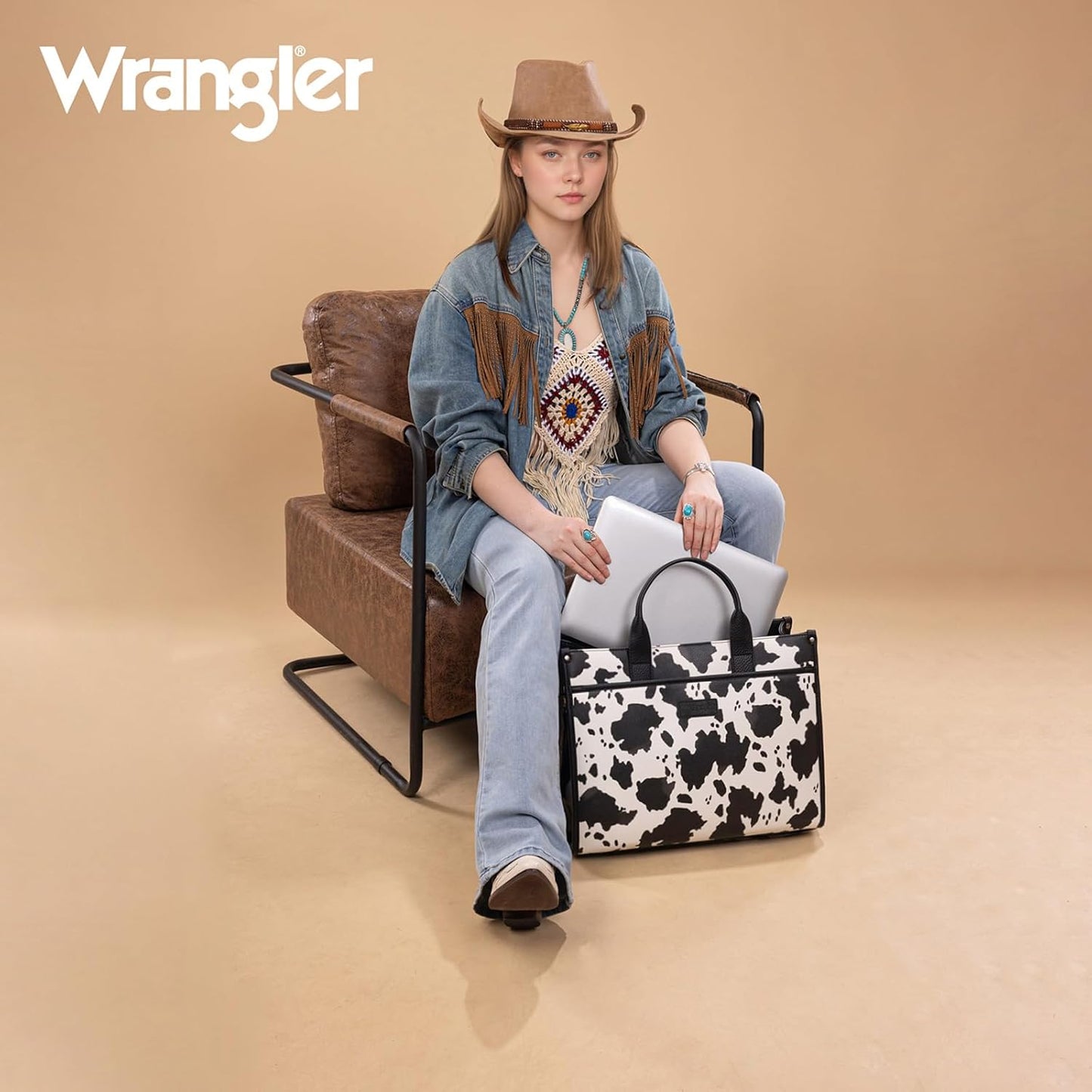 Wrangler Laptop Bag for Women 15.6 Inch Vintage Work Tote Bag for Business Briefcase Handbag with