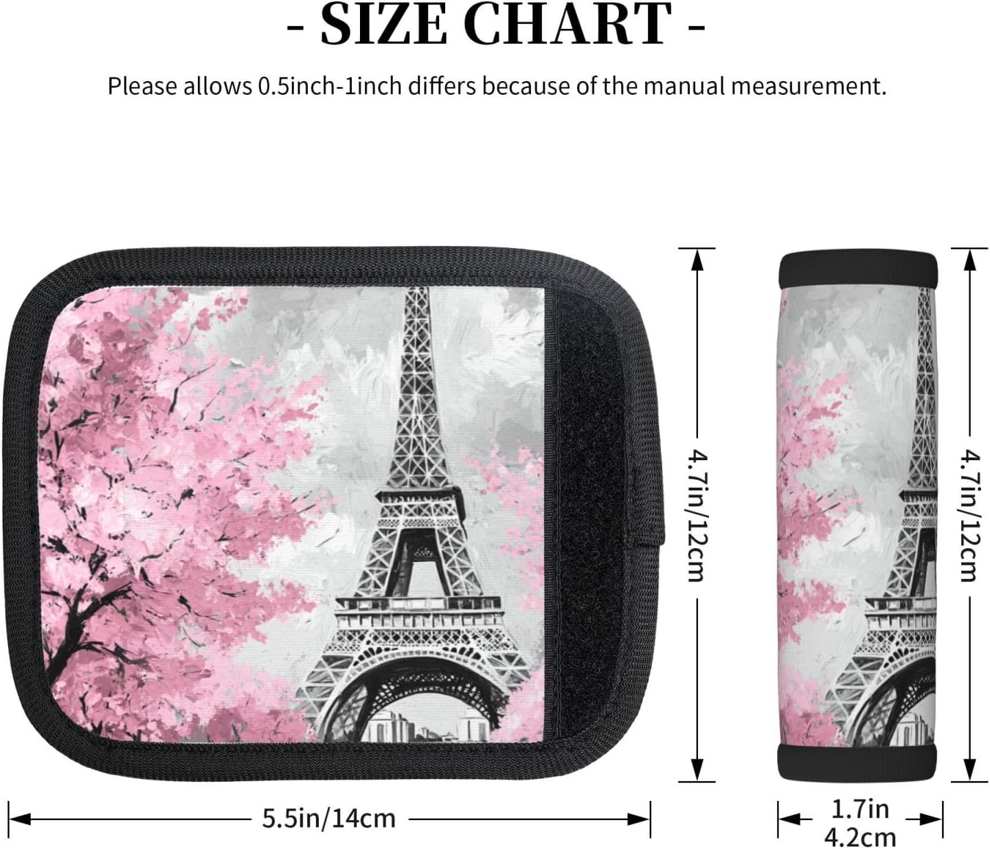 Eiffel Tower Pink Ink Sketch Luggage Handles Wrap Grips For Suitcases Luggage Travel Accessories For Airplane 2pcs