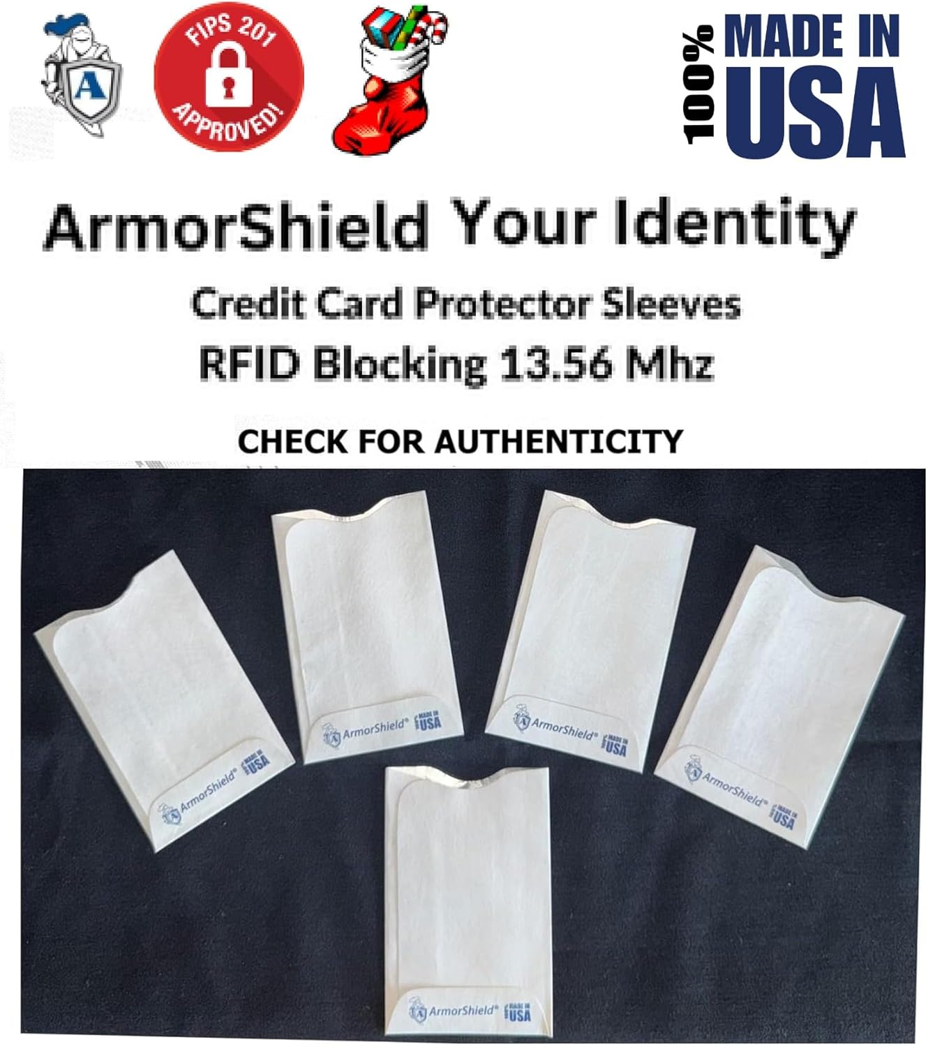 Semper Paratus Gear TYVEK Credit Card Protector RFID Blocking Sleeves | ArmorShield Your Identity | 100% MADE IN USA - Anti-theft for Travel wallet, pocket or purse. (5PAK)