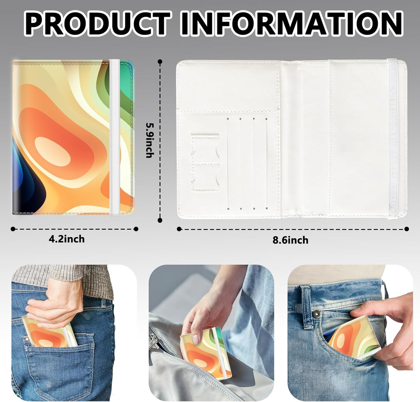 Passport Holder for Travel, Cute Passport Cover for Women Men, Waterproof PU Leather Rfid Blocking Passport Wallet with Credit Card Case for Travel Family, Boys Girls Travel Essentials
