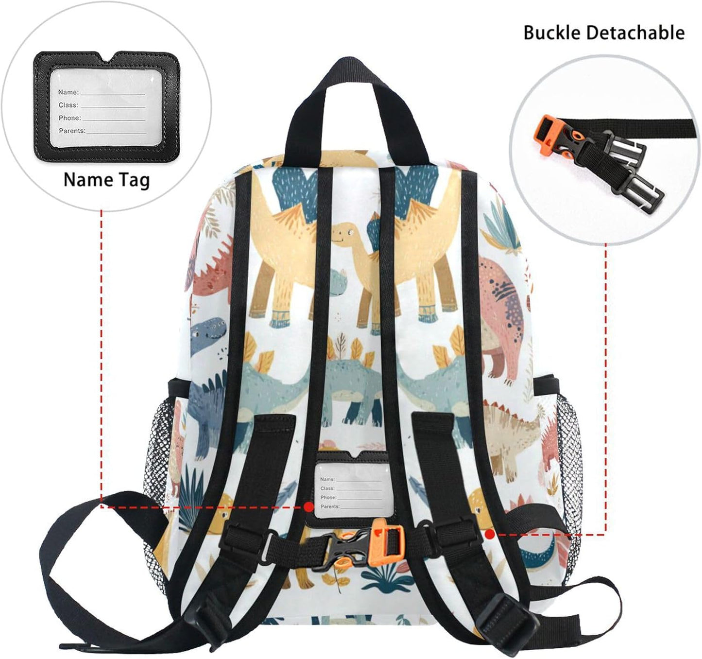Custom Cute Dinosaurs1 Preschool Backpack for Toddler Boy Girl,Personalized Backpack with Name Text, Customization Kindergarten School Bookbags - S