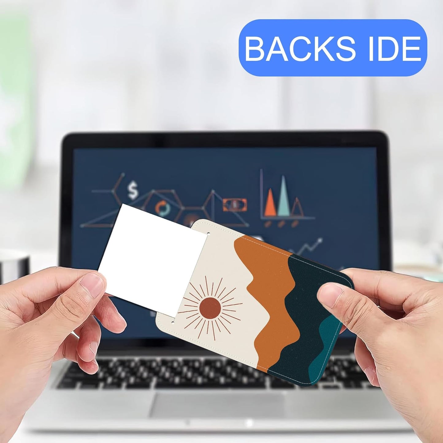 2 PCS Abstract Landscape Luggage Tag for Suitcase Boho Sun Moon Mountains Leather Suitcase Tags with Name Address Card Label Privacy Cover and Stainless Steel Loop for Women Men