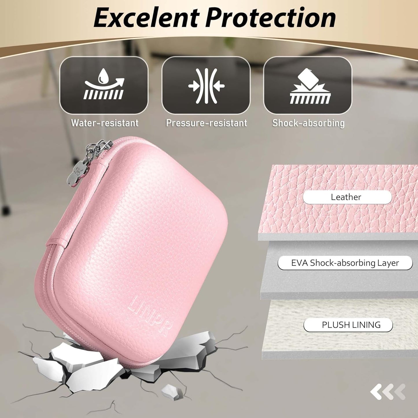 Digital Camera Case for CAMKORY, KODAK PIXPRO FZ45/FZ55, Canon IXUS 285 HS, Lecran, Small Travel Compact Camera Holder with Mesh Pocket for Accessories SD Card (Pink)
