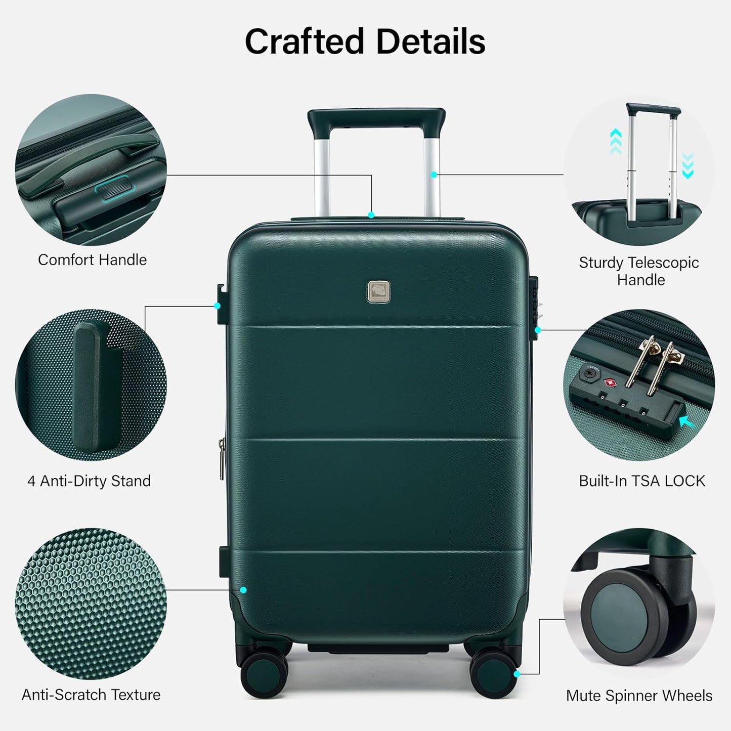 Hanke Expandable Carry On Luggage 22x14x9 Airline Approved, 20 Inch Hardside Luggage with Spinner