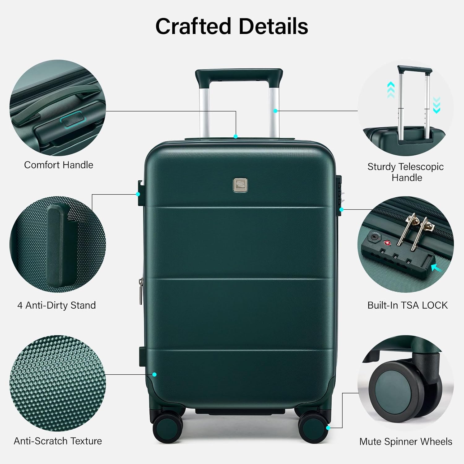 Hanke Expandable Carry On Luggage 22x14x9 Airline Approved, 20 Inch Hardside Luggage with Spinner
