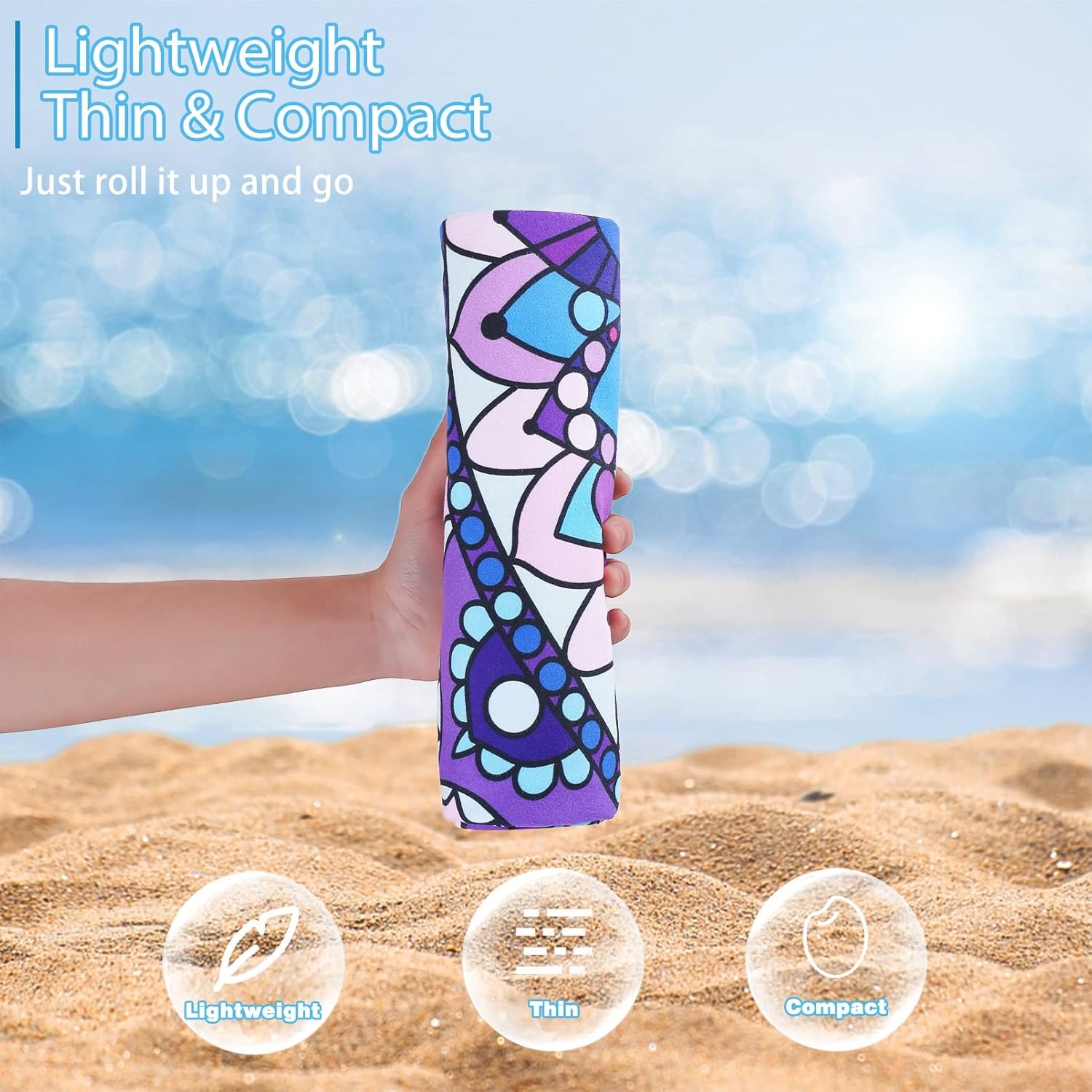6 Pack Microfiber Thin Lightweight Beach Towel Oversized 71x32 Extra Large Sand Free Towels for