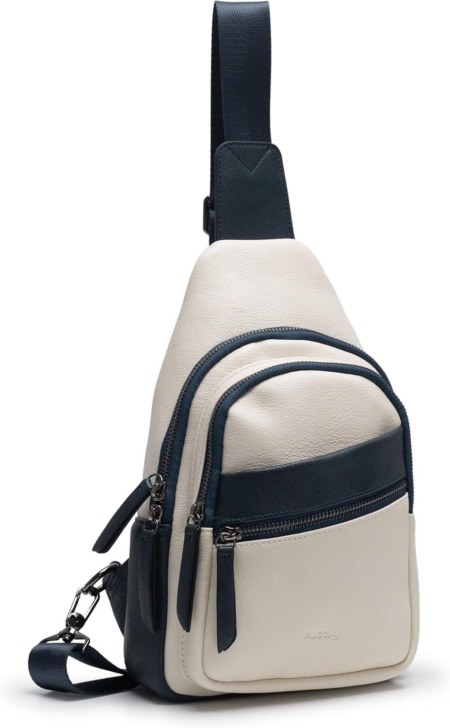 Alldaily Large Sling Bag for Women Crossbody Purse Leather Fashionable Trendy Chest Bag for Travel, Fanny Pack (Dark Blue&White)