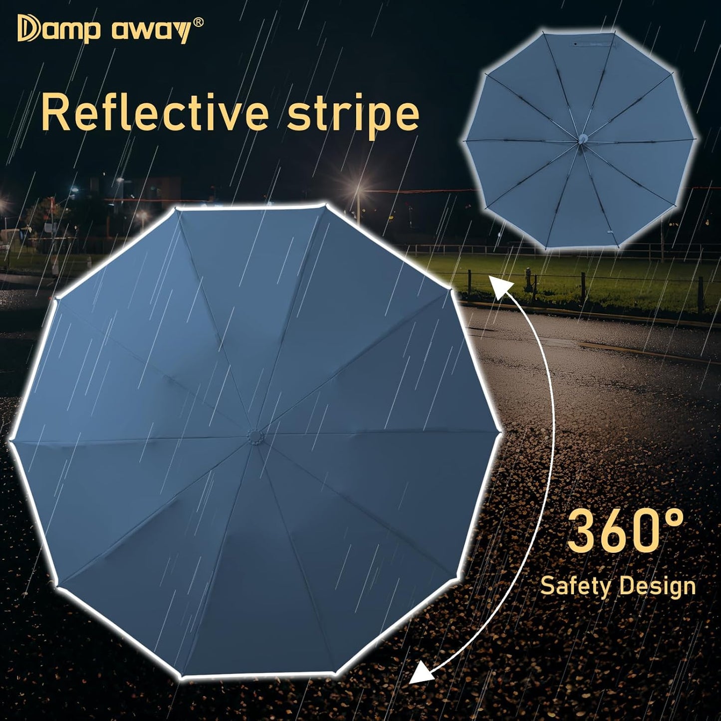 Windproof Travel Umbrella for Rain, Large Portable Reverse Folding Car Umbrella, Inverted Design, Compact Auto Open Close with Durable Waterproof Canopy, Fits Backpack/Women Men, 45.6 Inch