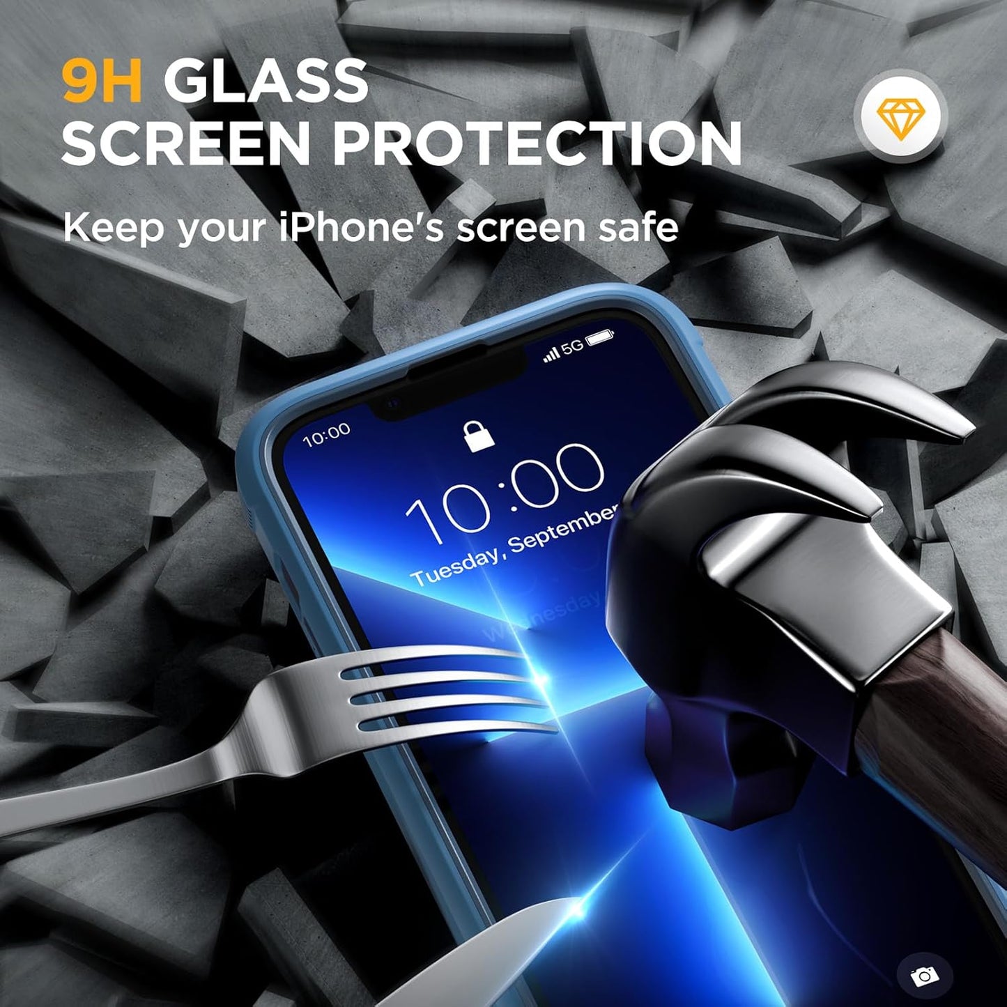 Miracase Magnetic for iPhone 13 Pro Max Case 6.7 inch, (Compatible with MagSafe) Upgrade Full-Body Clear Phone Bumper Case with Built-in 9H Tempered Glass Screen Protector, Magnetic Capri Blue