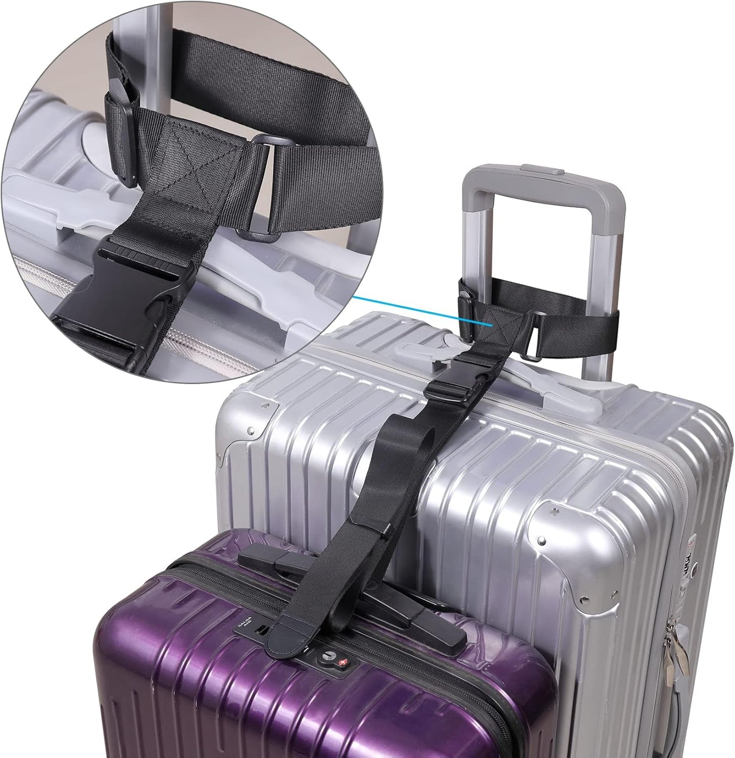 Vigorport Luggage Connector Straps, Add a Bag Suitcase Strap Belt, Luggage Clip Link, Multi Adjustable 1.5" W Travel Attachment Accessories for Carry on Bag Stacker - 2 Pack