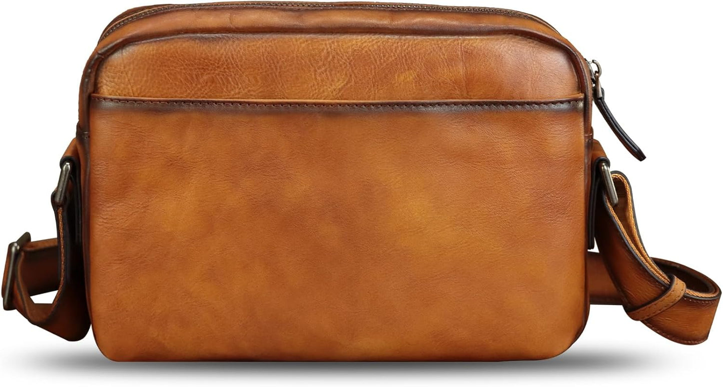 Genuine Leather Shoulder Bag Crossbody Bag for Men Vintage Real Leather Satchel for Men Messenger Bag for Work Travel