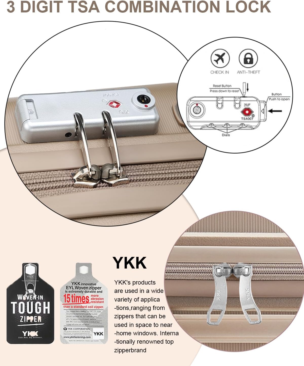 Somago 28 Inch Luggage With Spinner Wheels Hard Shell Polypropylene Suitcase with TSA Lock and YKK Zipper,Noble Golden