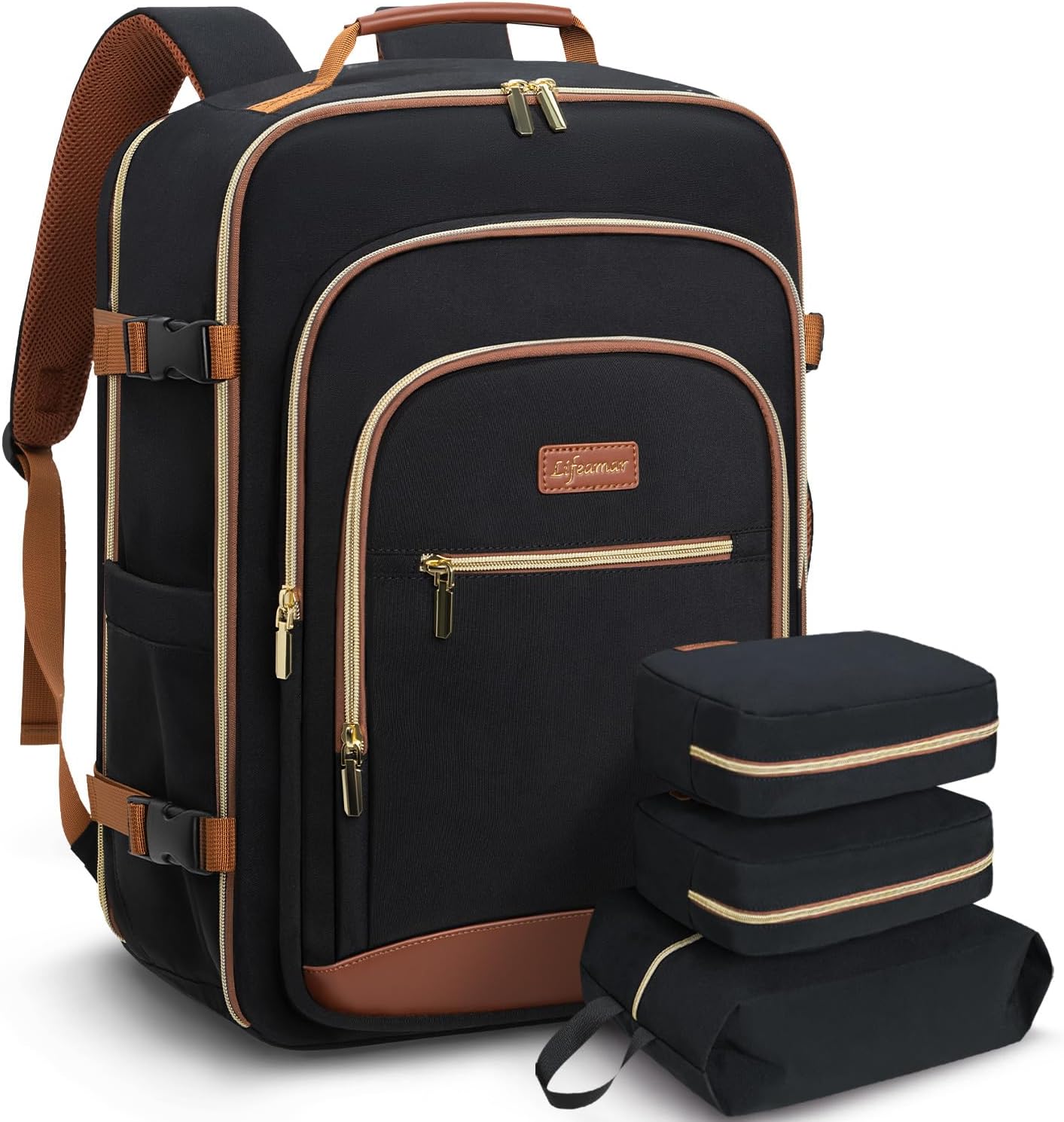 40L Travel Backpack for Women, Carry On Bag Flight Approved, Waterproof Backpack with 3 Packing Cubes, Weekender Personal Item Bags for Airplane Travel Essentials, TSA Approved