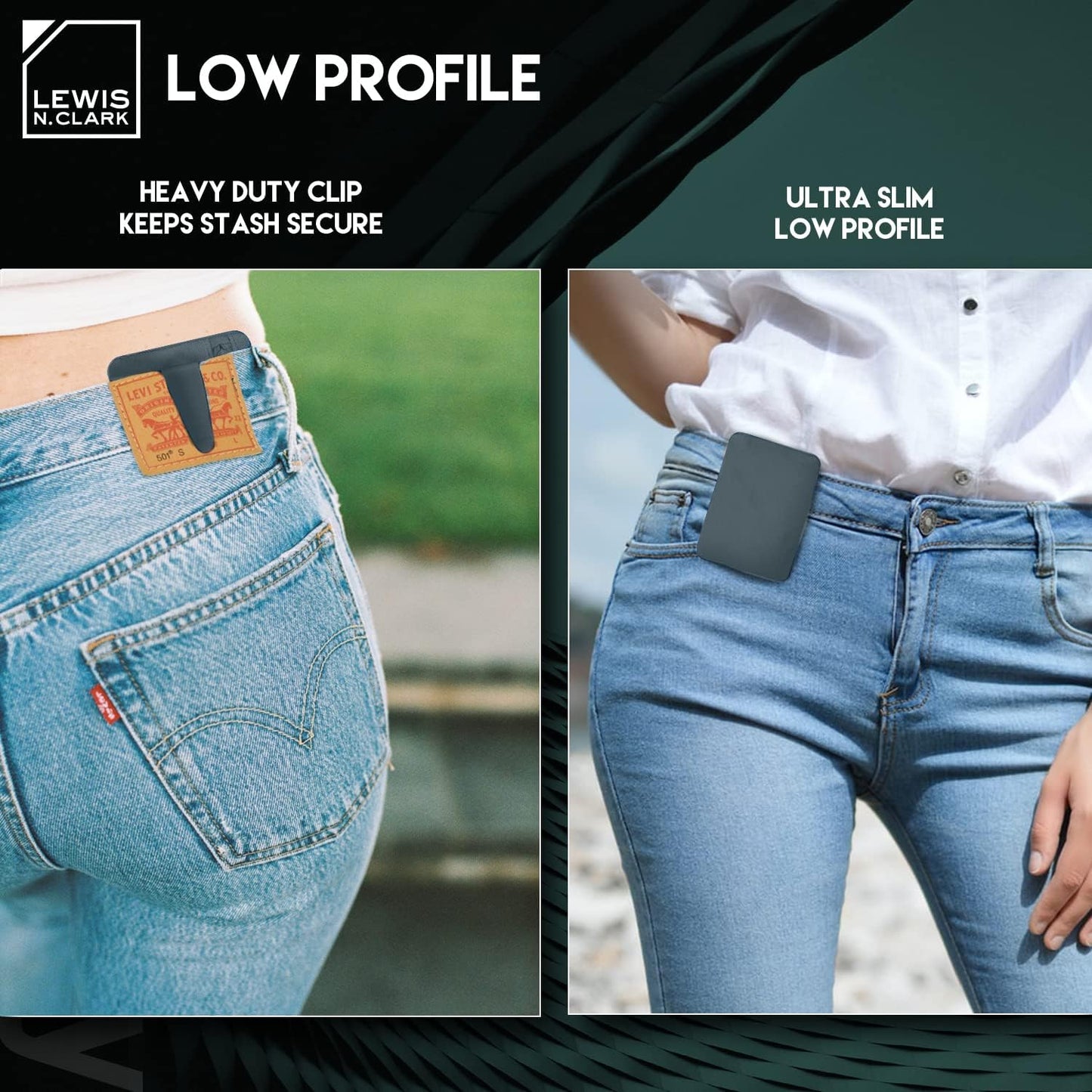 Lewis N. Clark RFID Hidden Clip Stash Money Belt Travel Pouch + Credit Card/Id Holder for Women &
