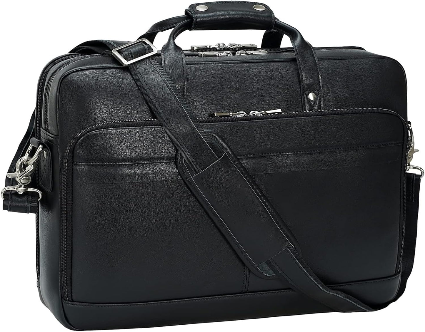Leather Briefcase for Men 17 Inch Laptop Crossbody Shoulder Messenger Bag Attache Case for Business